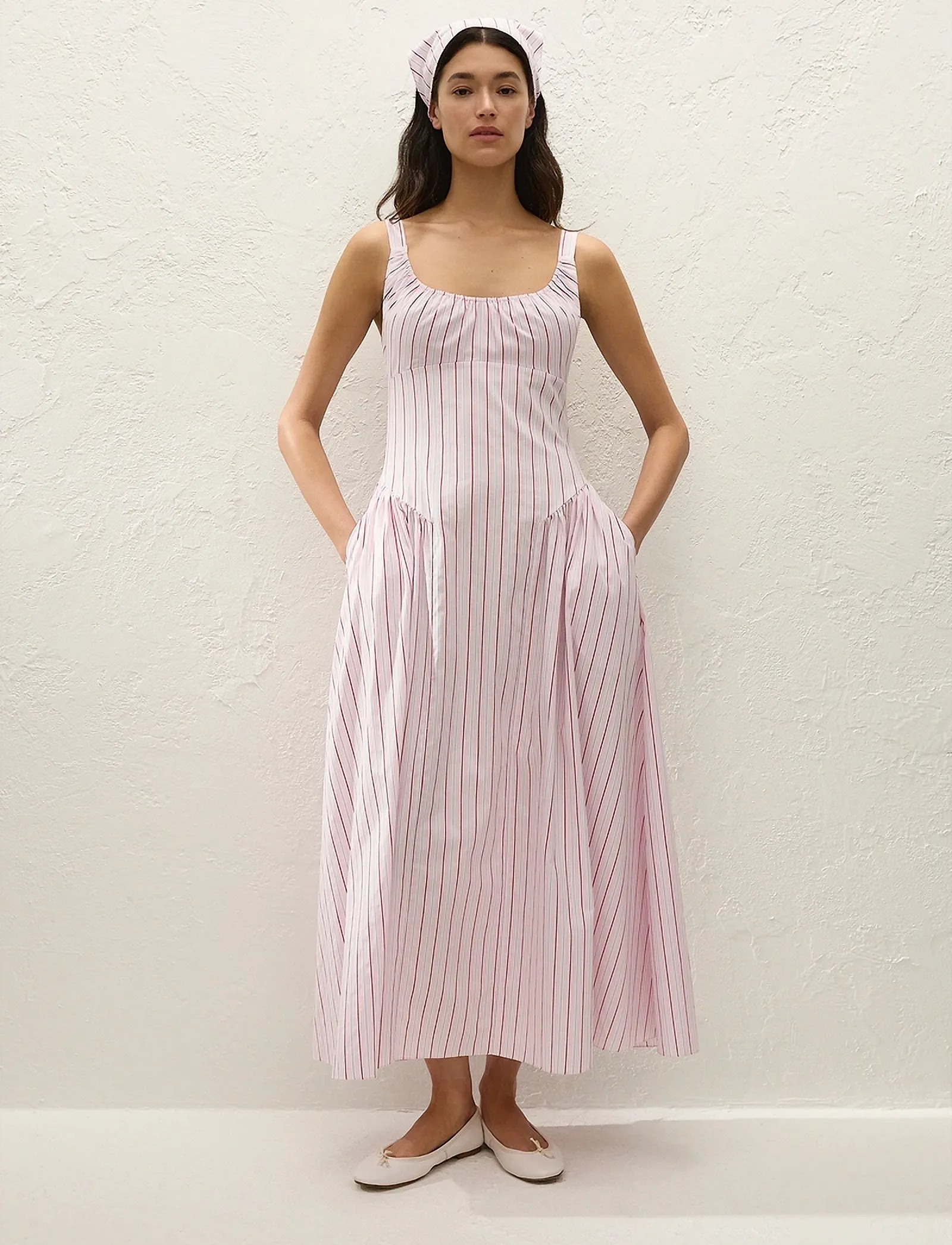 Faithfull The Brand MARCELLA MIDI DRESS - Riided - FIORI STRIPE PALAZZO / pink/rose