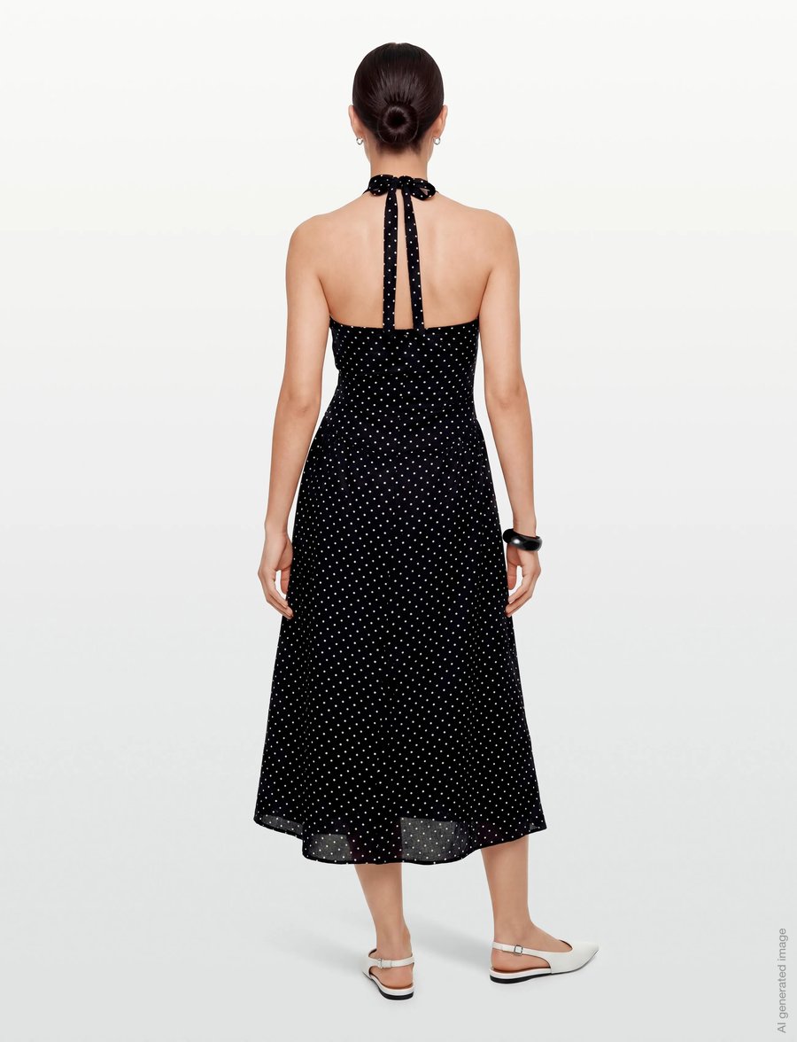 Faithfull The Brand - LA CALA MIDI DRESS - robes d'été - lola polka dot - black/cream - 4