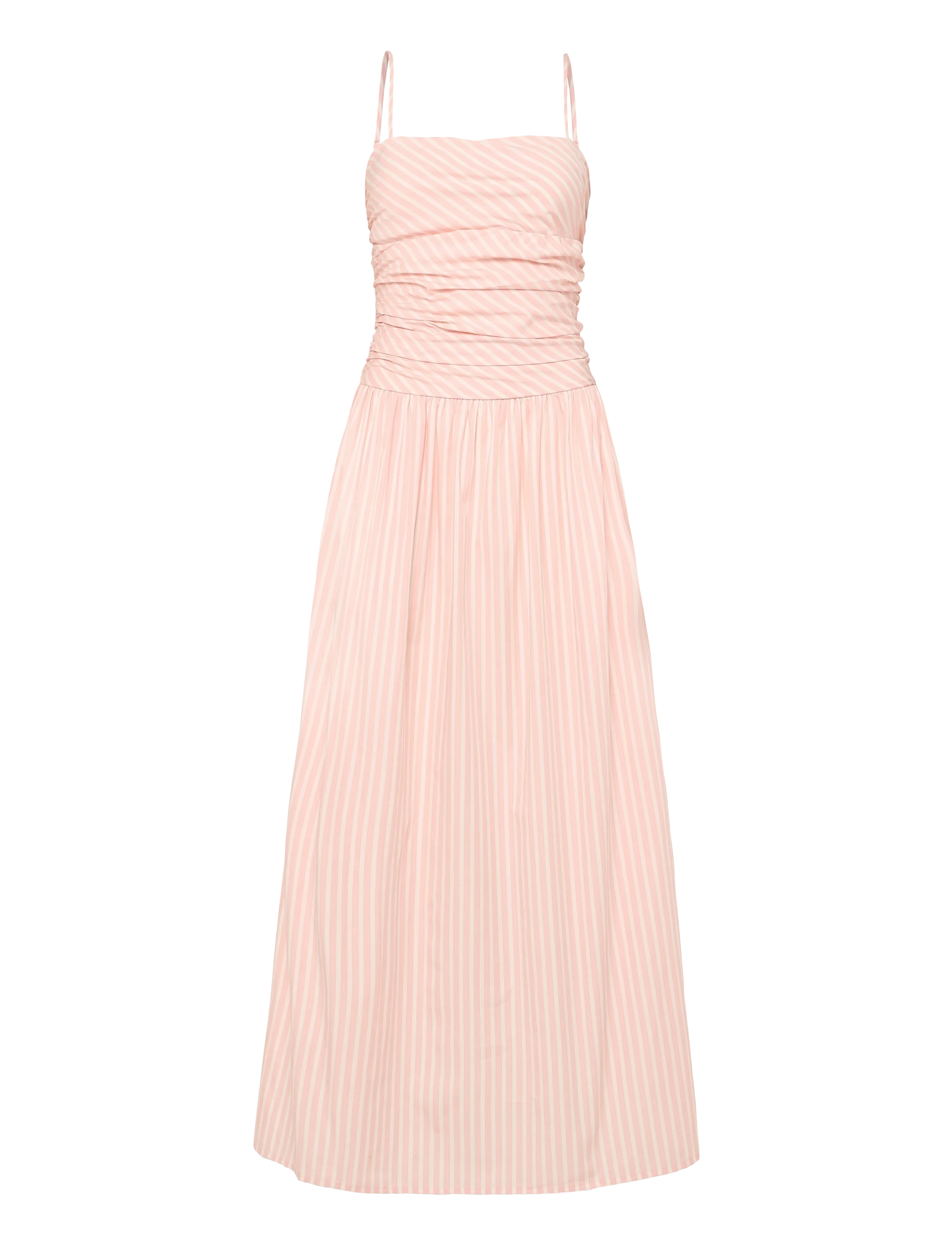 Faithfull The Brand PORTLLIGAT MAXI DRESS - Odzież - CARMEN STRIPE - PEONY WHITE / pink/rose