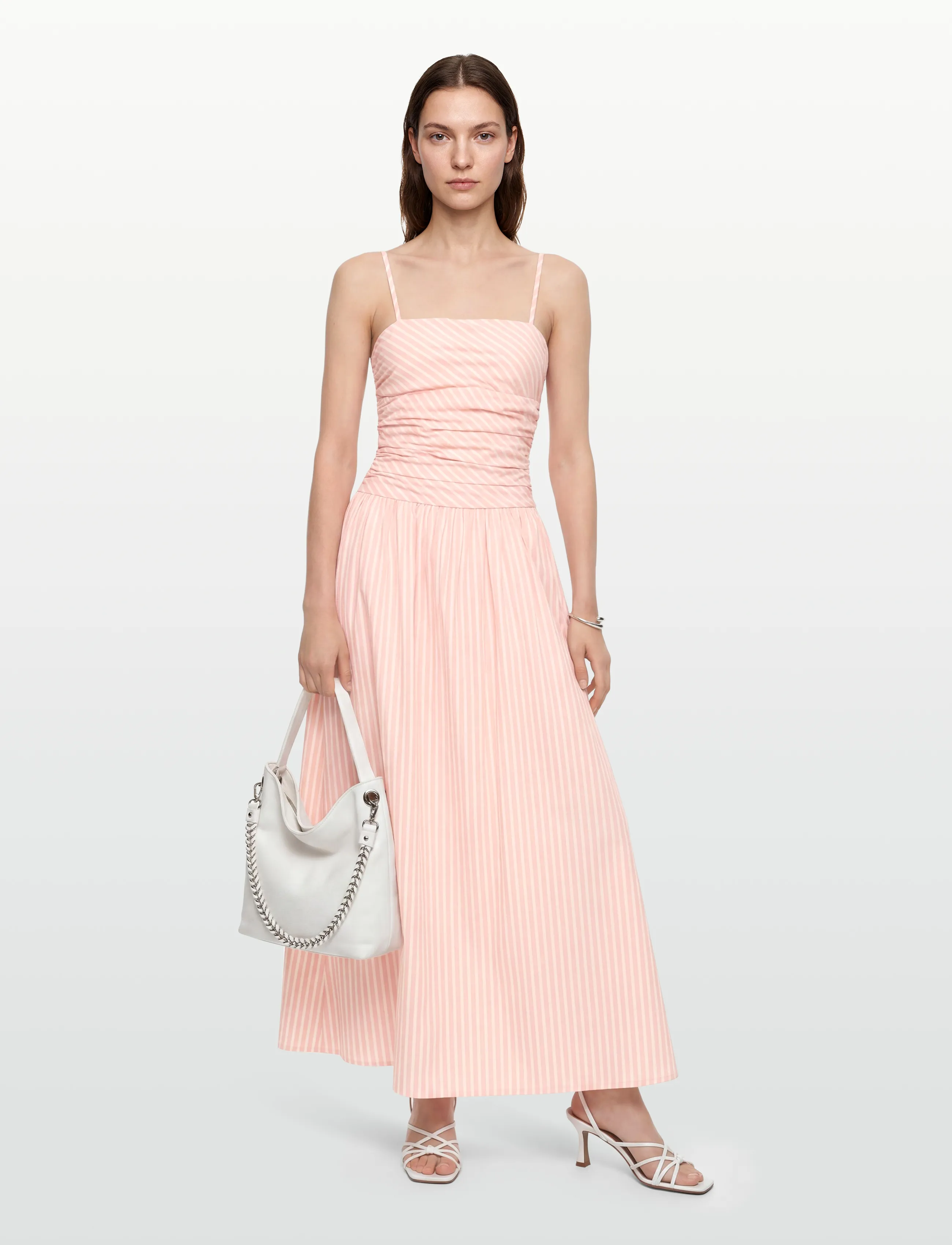 Faithfull The Brand PORTLLIGAT MAXI DRESS - Maxiklänningar - CARMEN STRIPE - PEONY WHITE / pink/rose