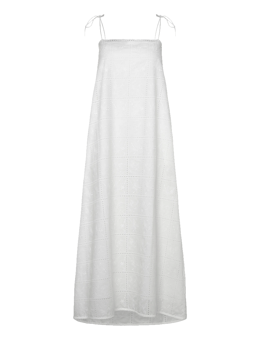 Faithfull The Brand - MORA MIDI DRESS - konfirmation - handkerchief broderie white - 1