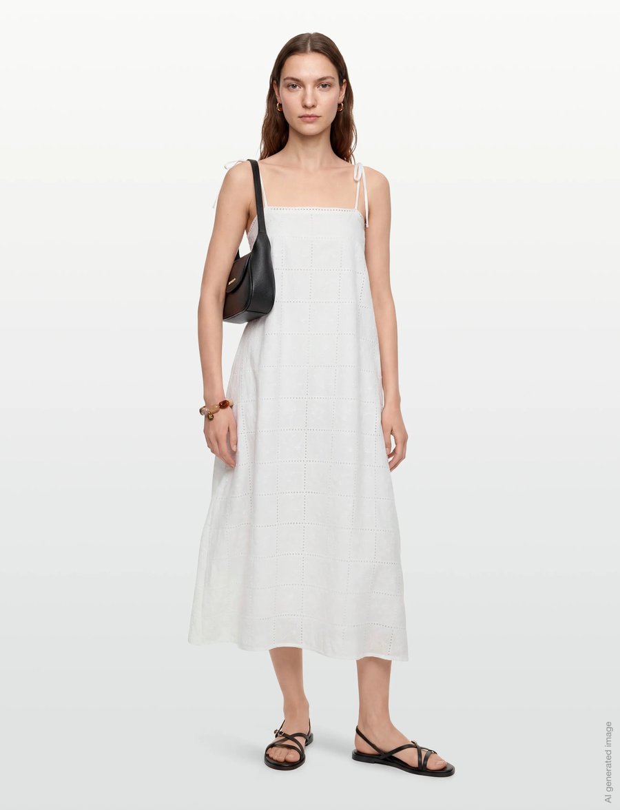 Faithfull The Brand - MORA MIDI DRESS - konfirmation - handkerchief broderie white - 0