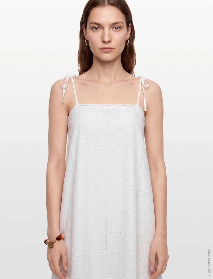 Faithfull The Brand - MORA MIDI DRESS - konfirmation - handkerchief broderie white - 3