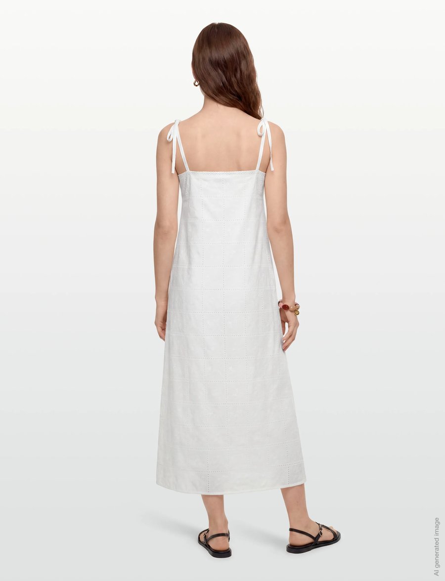 Faithfull The Brand - MORA MIDI DRESS - konfirmation - handkerchief broderie white - 4