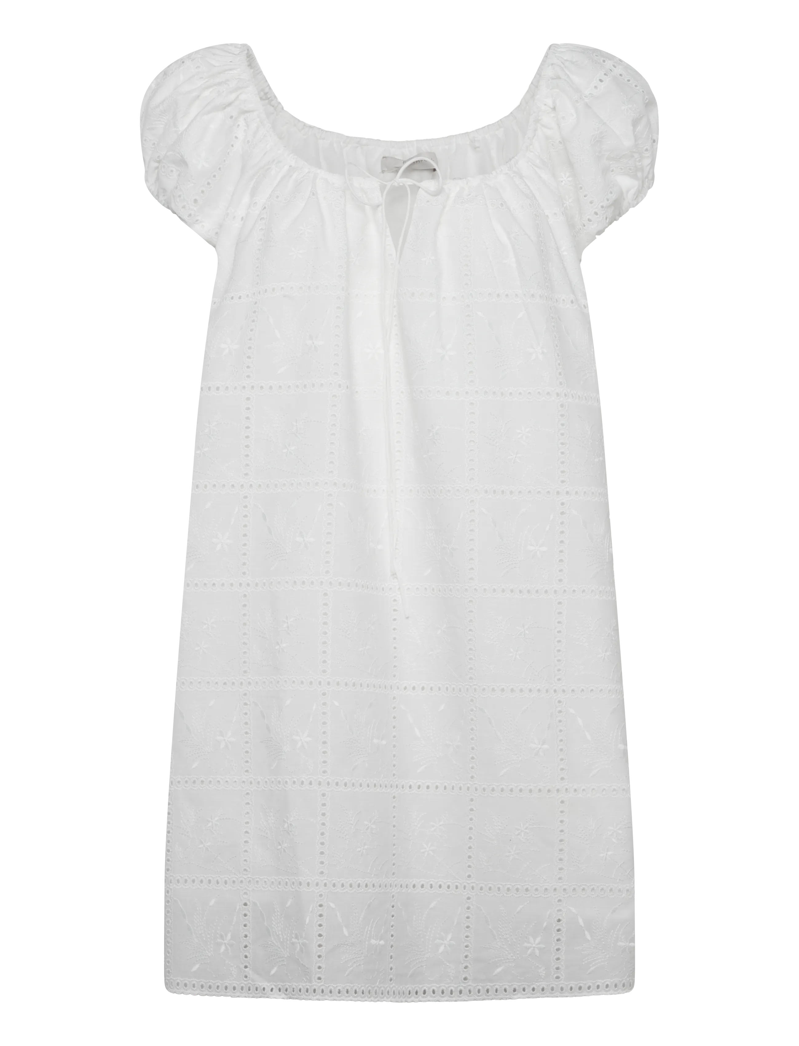 Faithfull The Brand SERAFINA MINI DRESS - Faithfull The Brand - HANDKERCHIEF BRODERIE WHITE / white