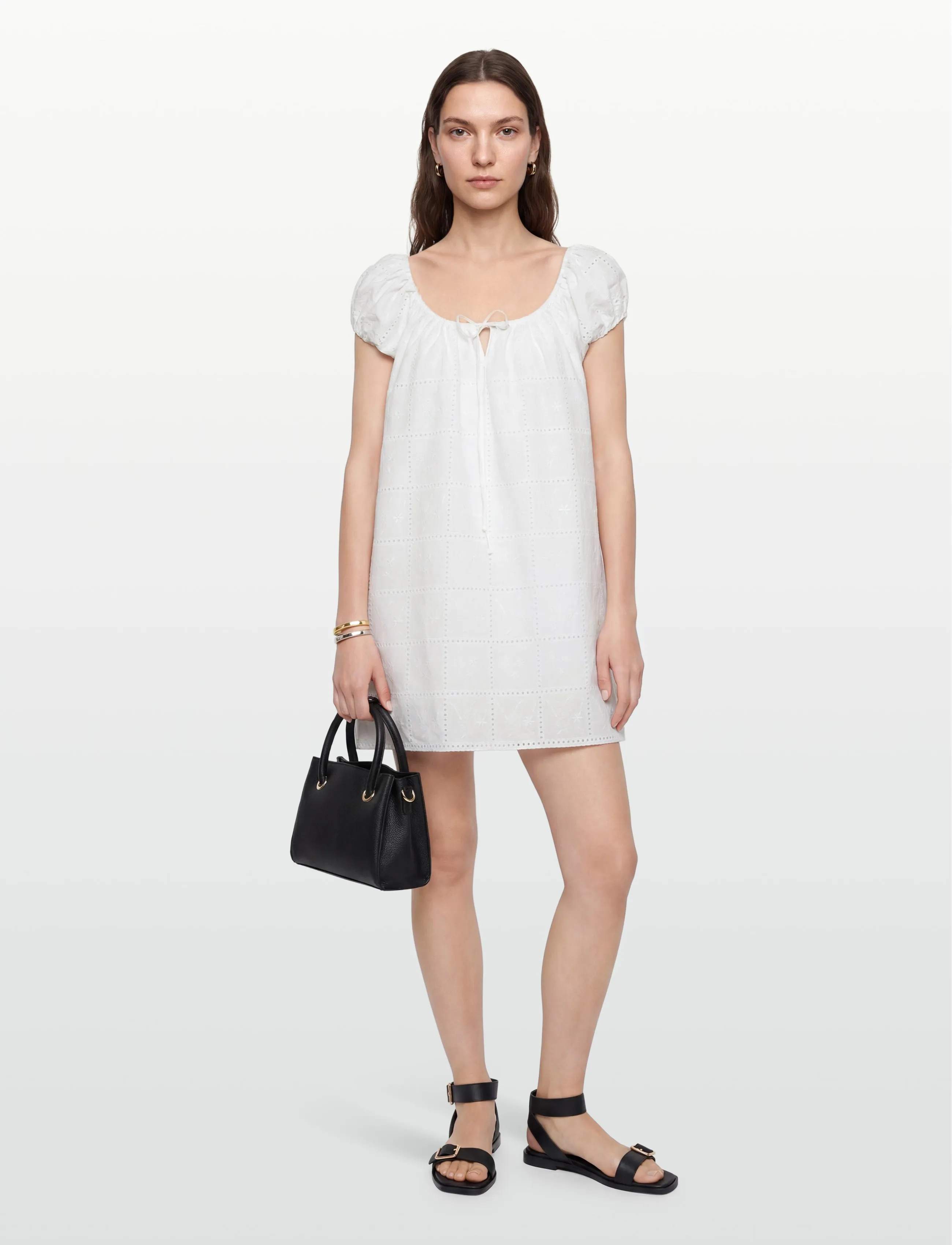 Faithfull The Brand SERAFINA MINI DRESS - Kleidung - HANDKERCHIEF BRODERIE WHITE / white