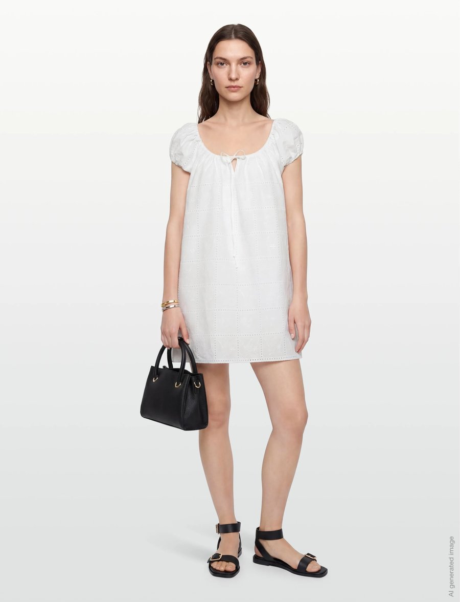 Faithfull The Brand - SERAFINA MINI DRESS - konfirmation - handkerchief broderie white - 0