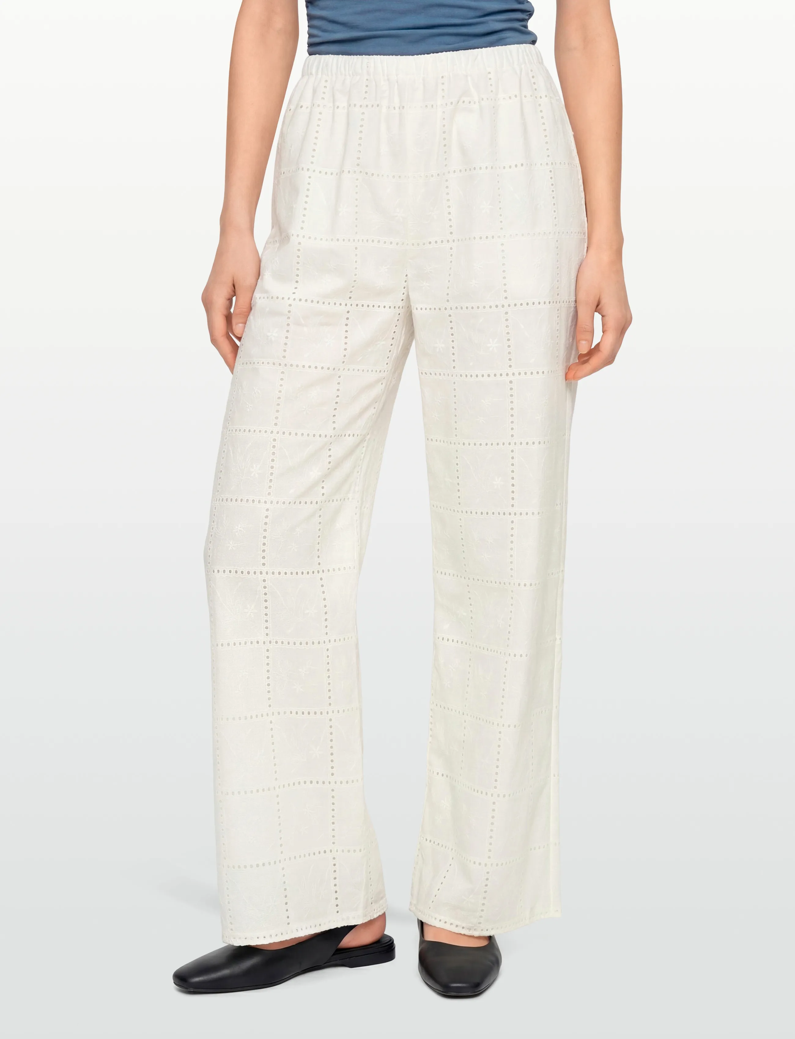 Faithfull The Brand - MORA PANT - hosen mit weitem bein - handkerchief broderie white - 3