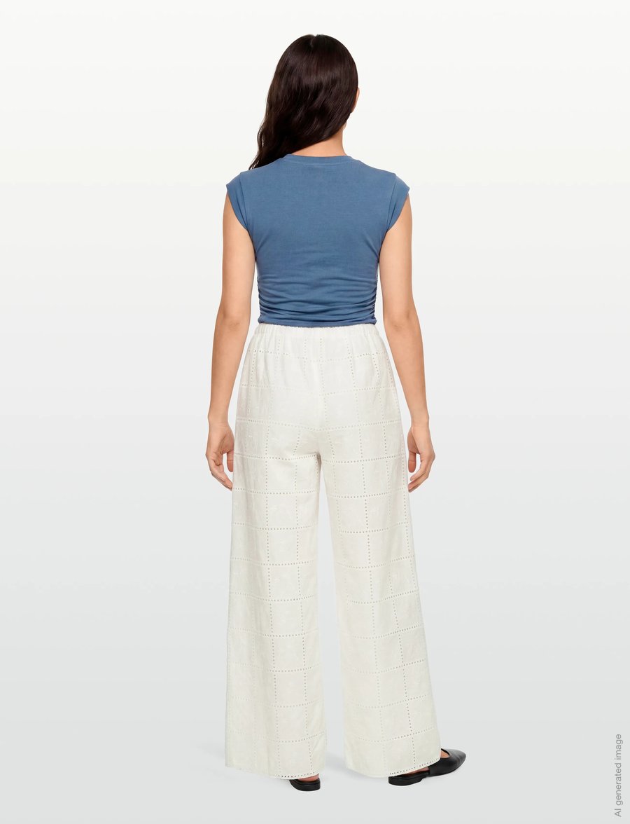 Faithfull The Brand - MORA PANT - hosen mit weitem bein - handkerchief broderie white - 4
