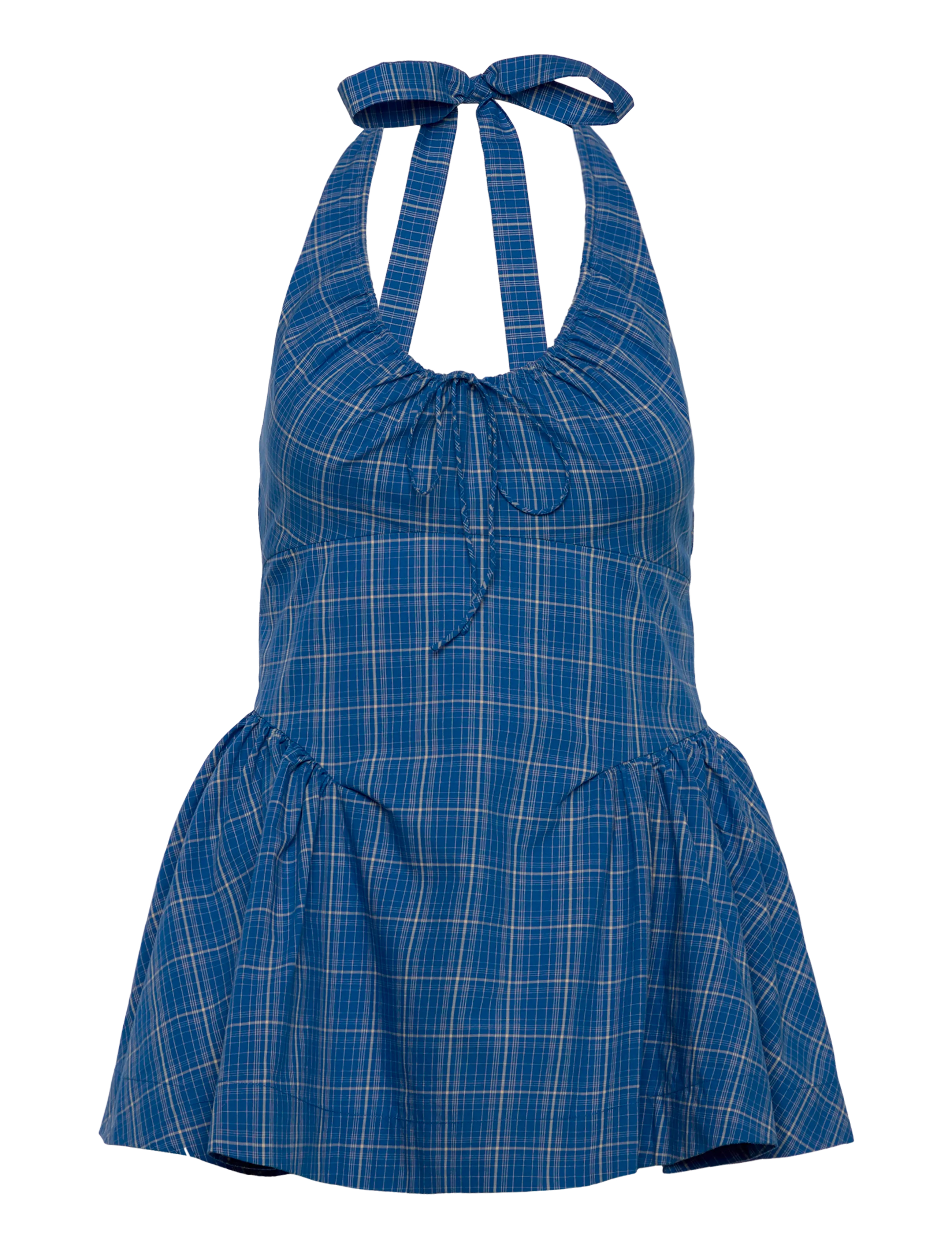Faithfull The Brand DEL ROS TOP - Kleidung - FLOR CHECK - COBALT / blue