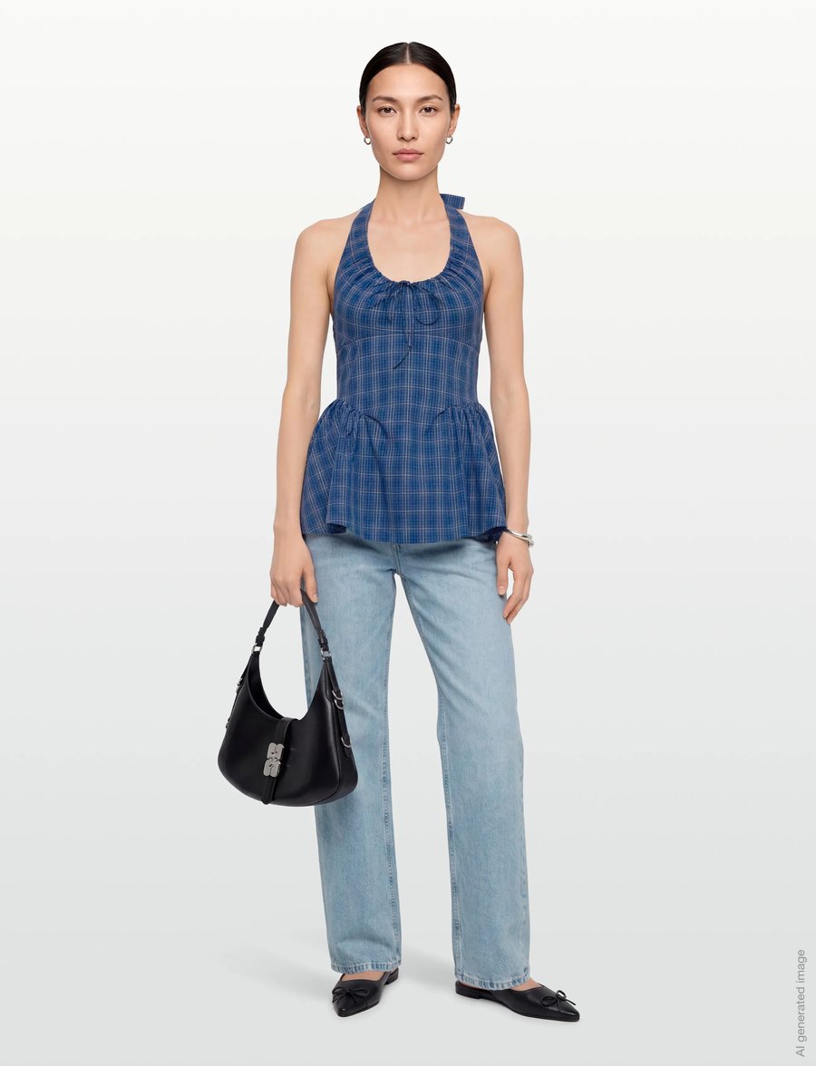 Faithfull The Brand - DEL ROS TOP - mouwloze tops - flor check - cobalt - 0