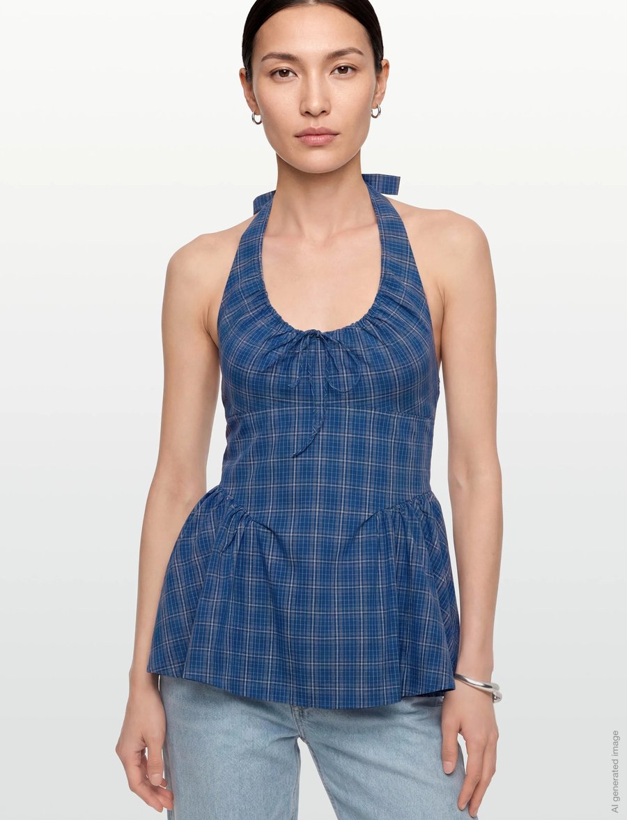 Faithfull The Brand - DEL ROS TOP - mouwloze tops - flor check - cobalt - 5