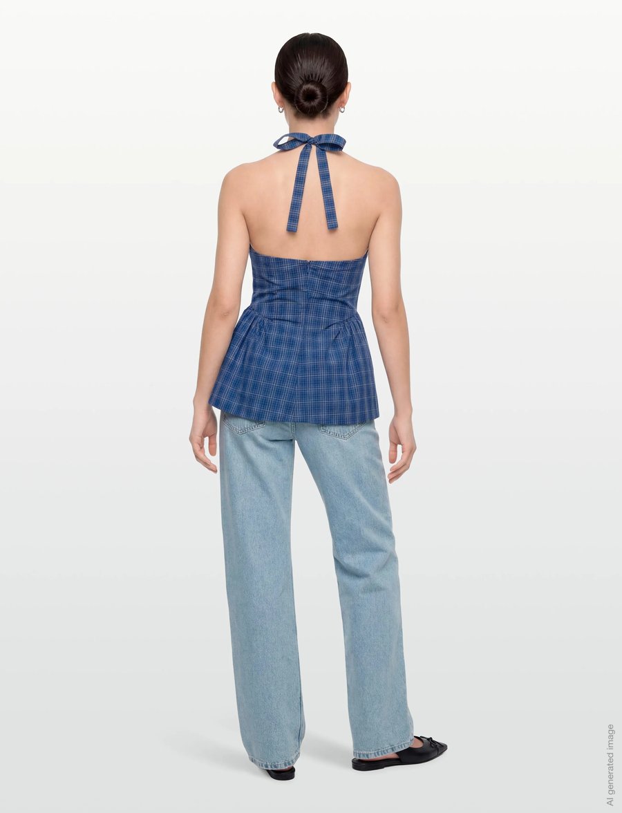 Faithfull The Brand - DEL ROS TOP - Ärmellose tops - flor check - cobalt - 4
