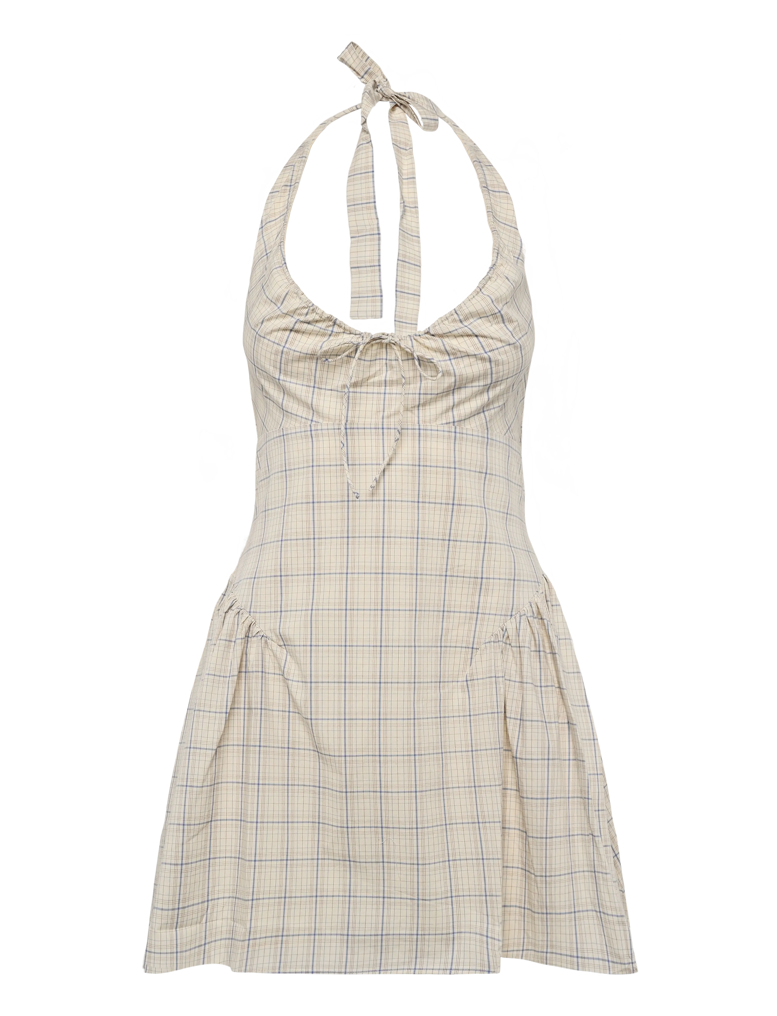 Faithfull The Brand LOLA MINI DRESS - Kleidung - FLOR CHECK - ANTIQUE WHITE / cream