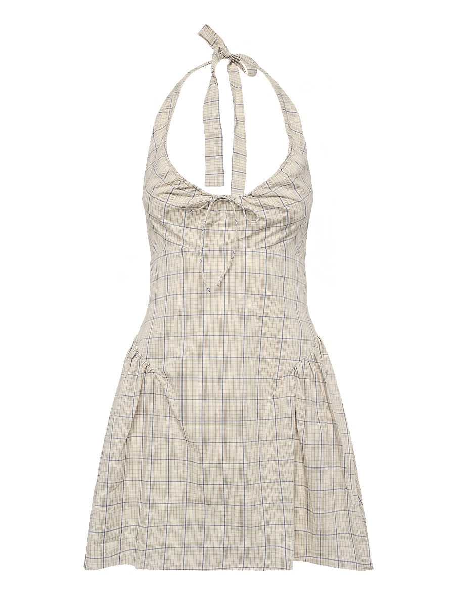 Faithfull The Brand - LOLA MINI DRESS - flor check - antique white - 0