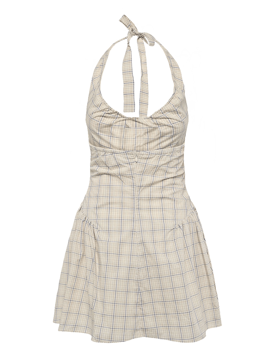 Faithfull The Brand - LOLA MINI DRESS - flor check - antique white - 1