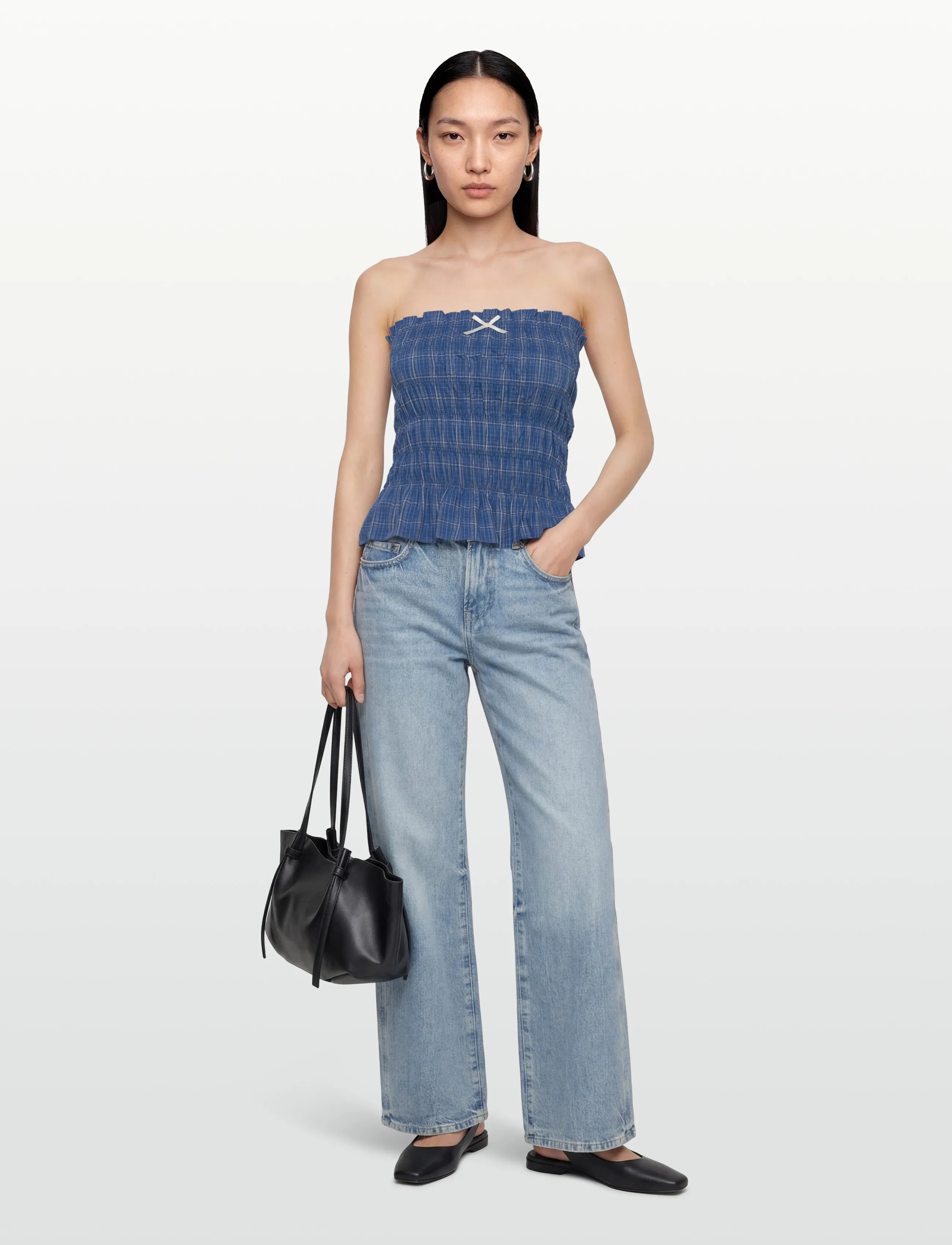 Faithfull The Brand LEYA TOP - Sleeveless tops - FLOR CHECK - COBALT / blue