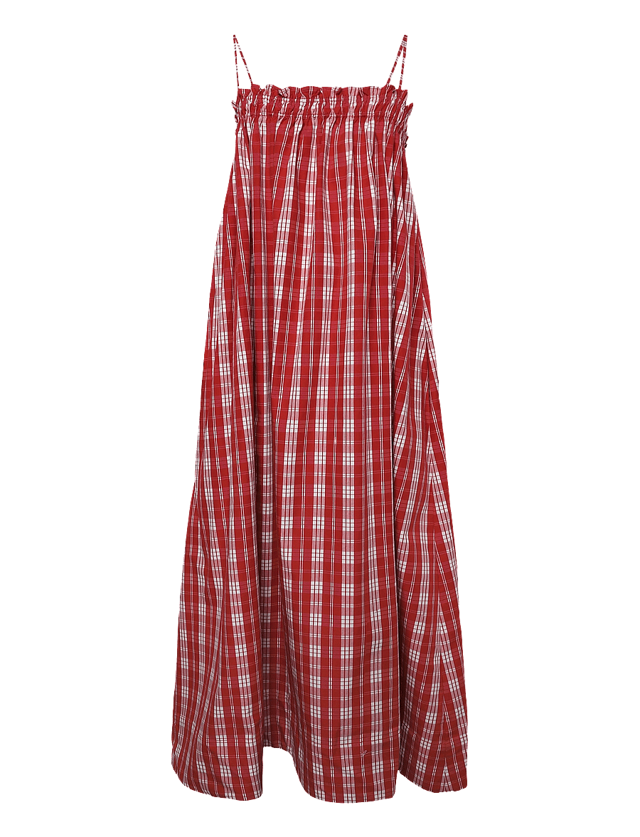 Faithfull The Brand - GERTA MIDI DRESS - ines check terra rosso - 0