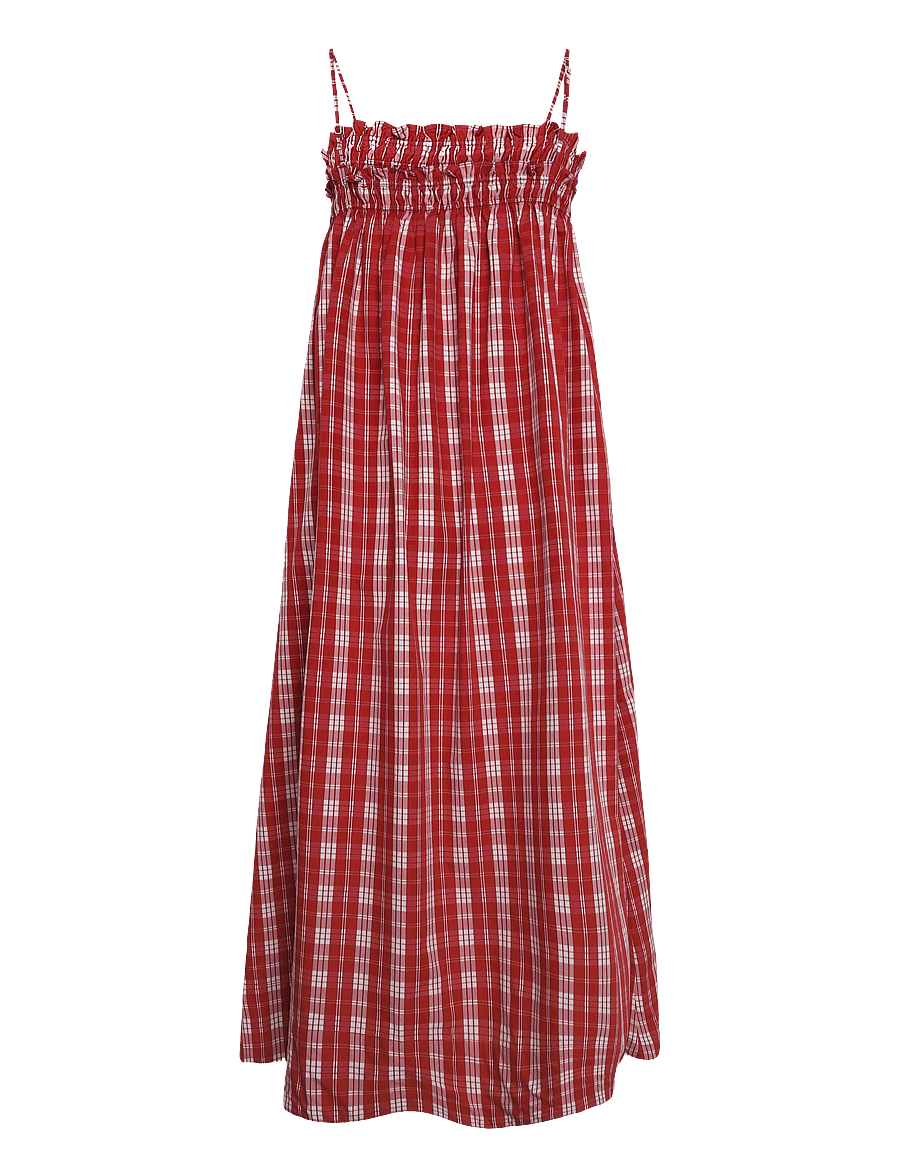 Faithfull The Brand - GERTA MIDI DRESS - ines check terra rosso - 1
