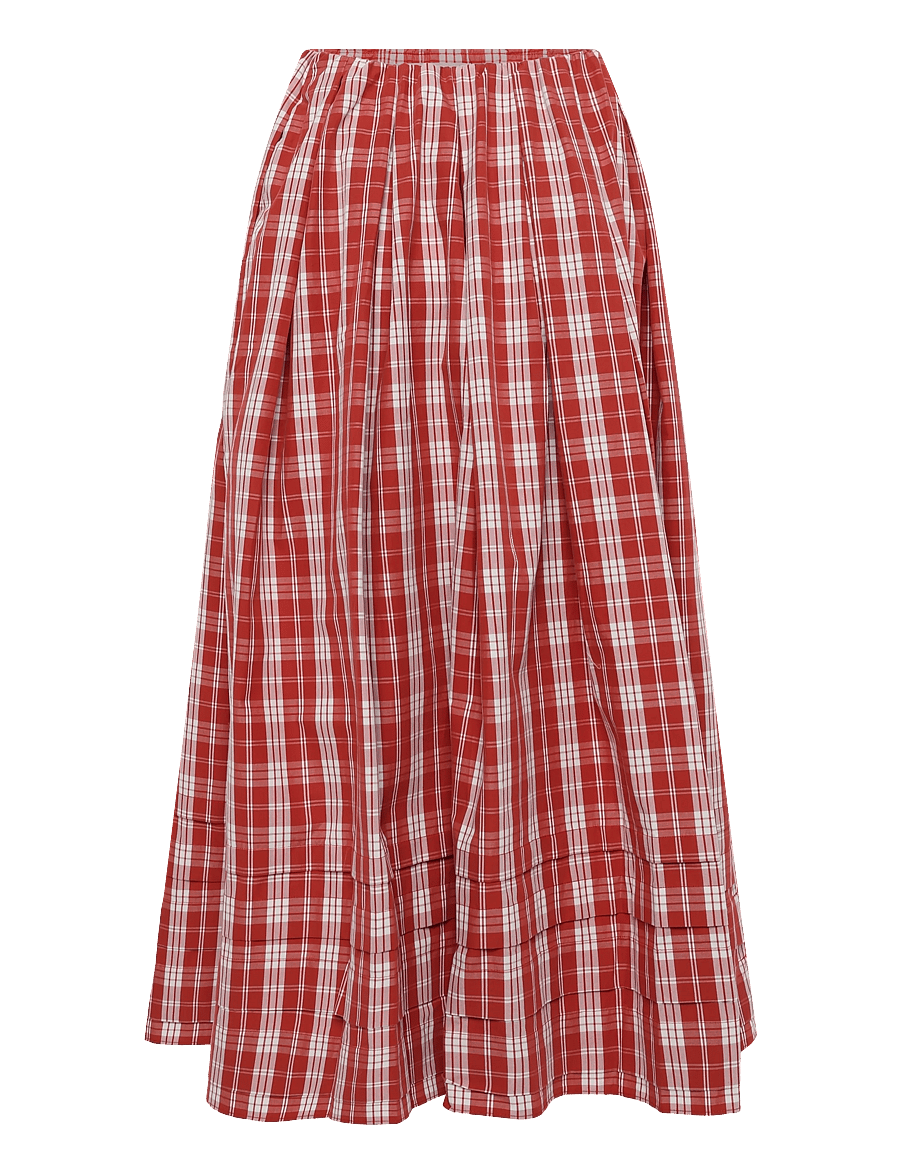 Faithfull The Brand - CALES SKIRT - faltenröcke - ines check terra rosso - 0