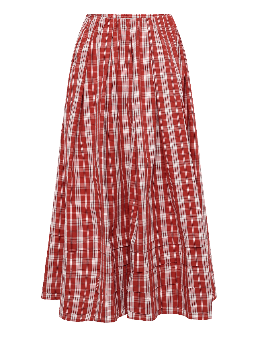 Faithfull The Brand - CALES SKIRT - faltenröcke - ines check terra rosso - 1