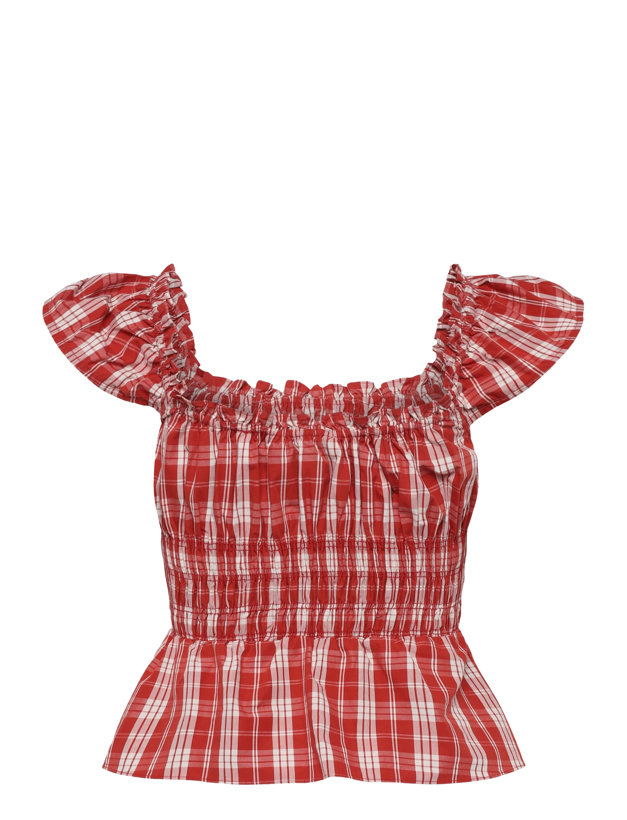 Faithfull The Brand - JANNE TOP - crop tops - ines check terra rosso - 1