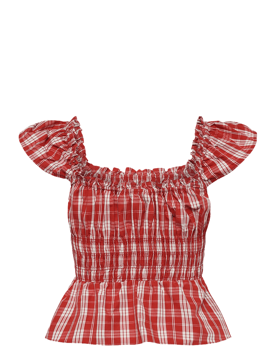 Faithfull The Brand - JANNE TOP - crop tops - ines check terra rosso - 1