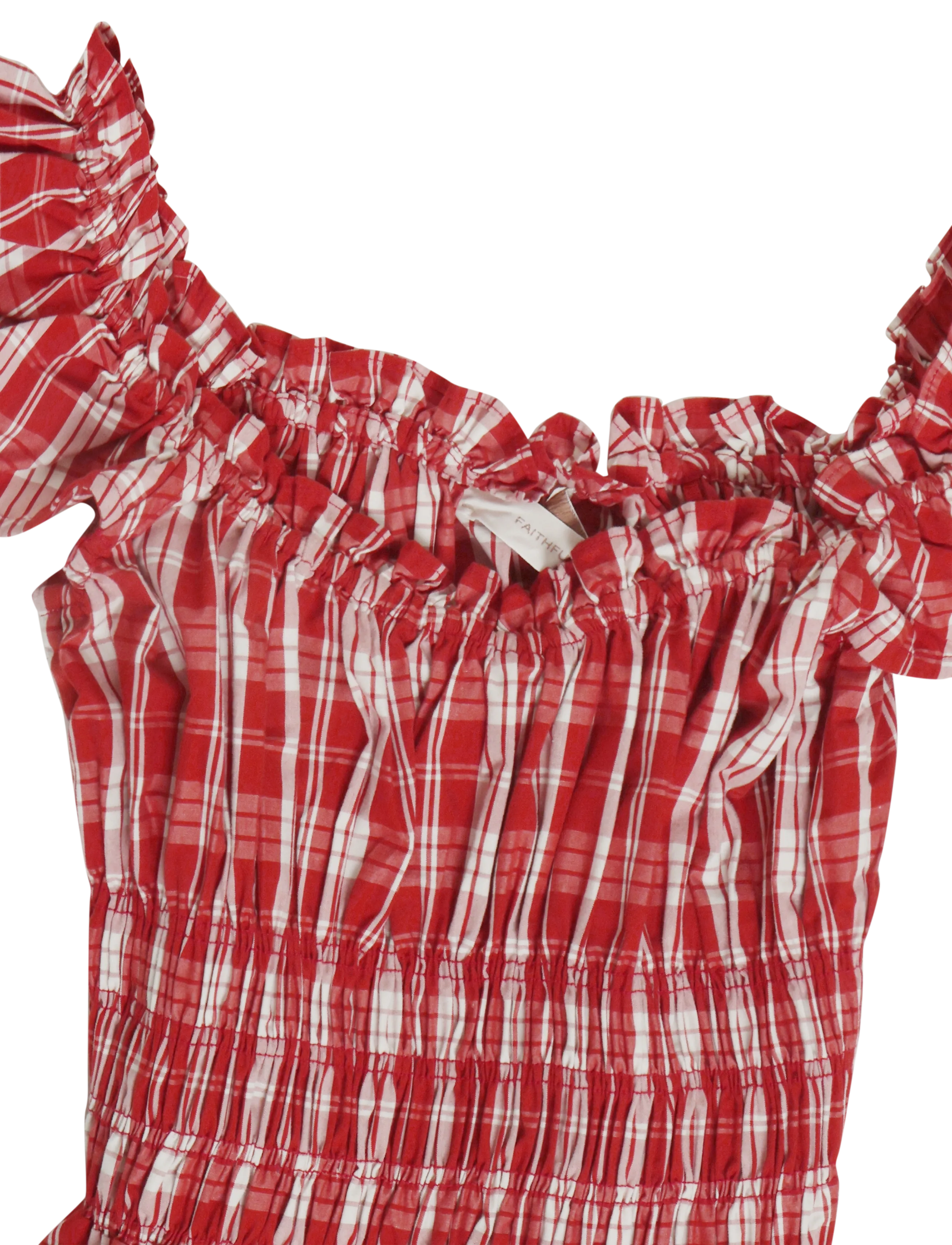 Faithfull The Brand - JANNE TOP - crop tops - ines check terra rosso - 2