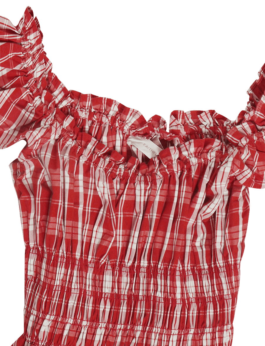 Faithfull The Brand - JANNE TOP - crop tops - ines check terra rosso - 2