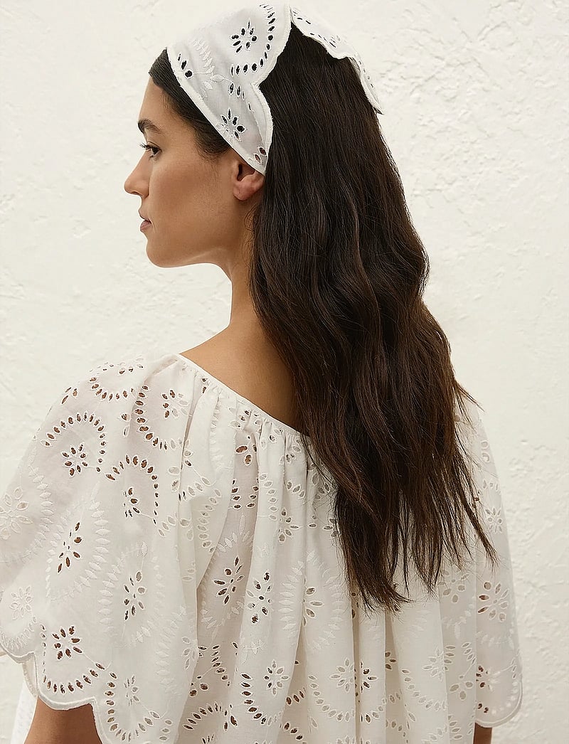 Faithfull The Brand - PONTE HEAD SCARF - igapäevane stiil - bianca broderie white - 2