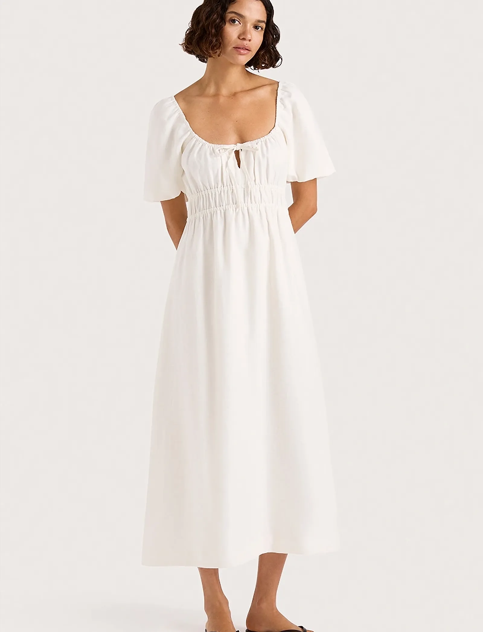 Faithfull The Brand BRIGITTE MIDI DRESS - Suvekleidid - WHITE / white