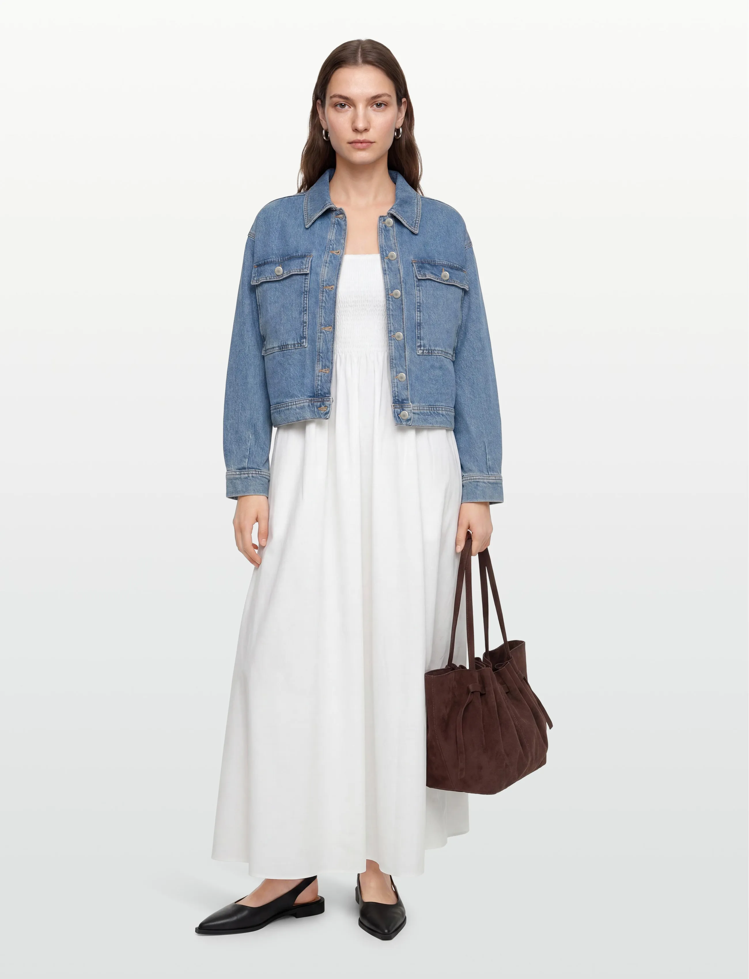 Faithfull The Brand Jamie Midi Dress, M, White, Kjoler > Knælange Og Midi, Dame
