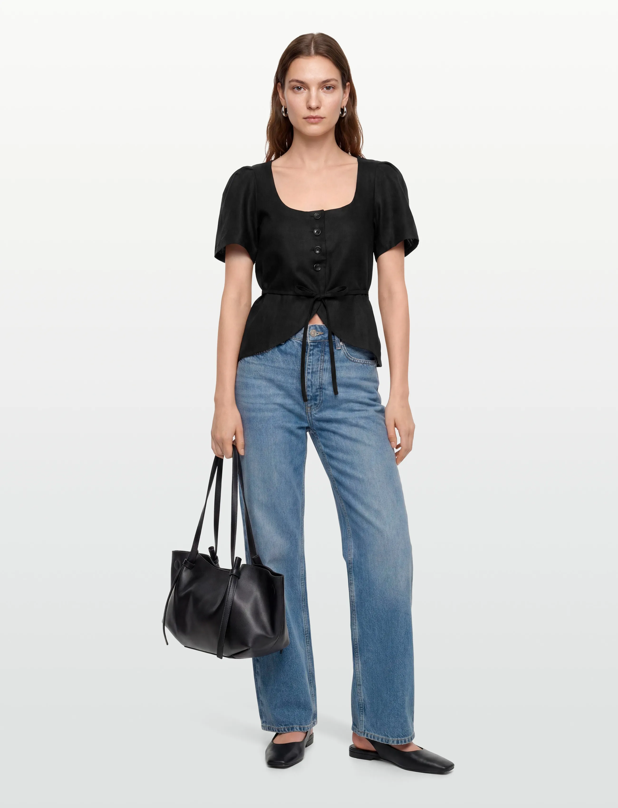 Faithfull The Brand Audrey Vest, L, Black, Bluser > Kortærmede, Dame