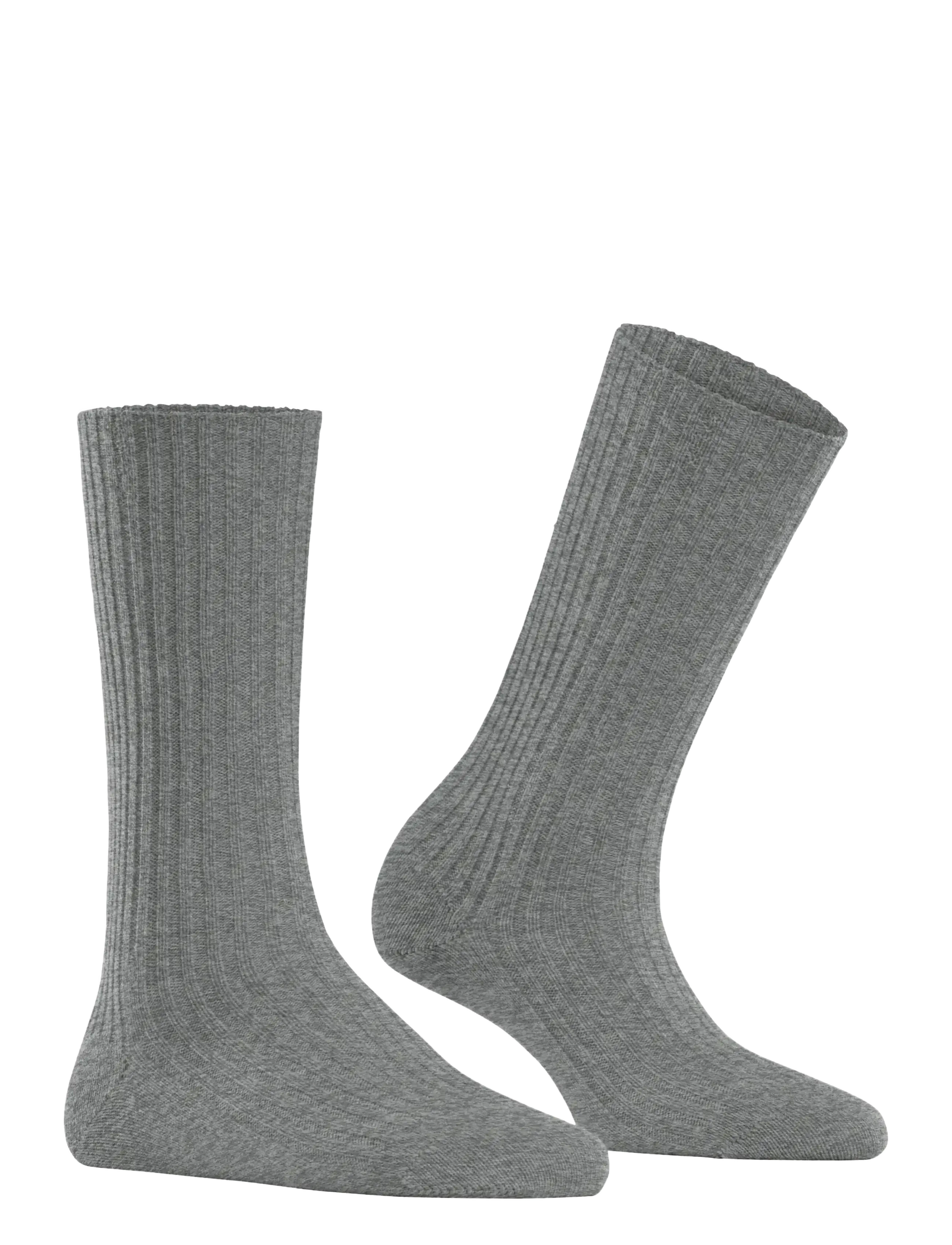 Falke Women Cosy Wool Boot Sock Warm, Kvinder, Ribbede Støvlesokker, Grå, Str: 35-38