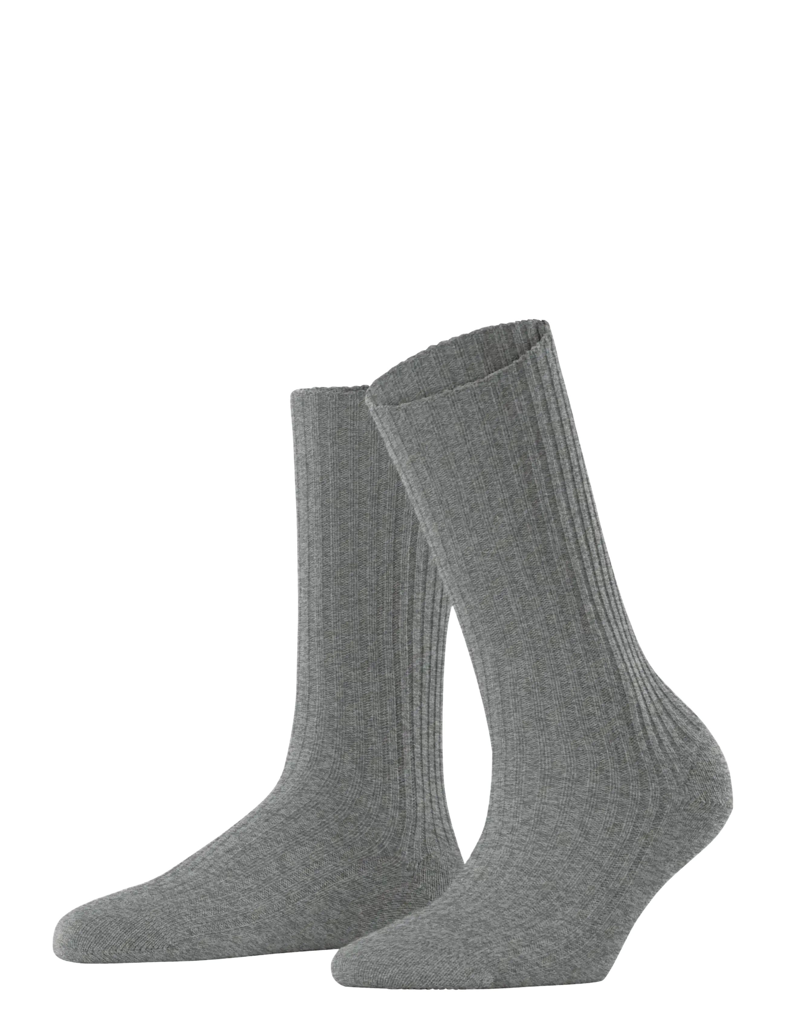 Falke Women Cosy Wool Boot Sock Warm, Damen, Gerippte Stiefelsocken, Grau, Gr.35-38