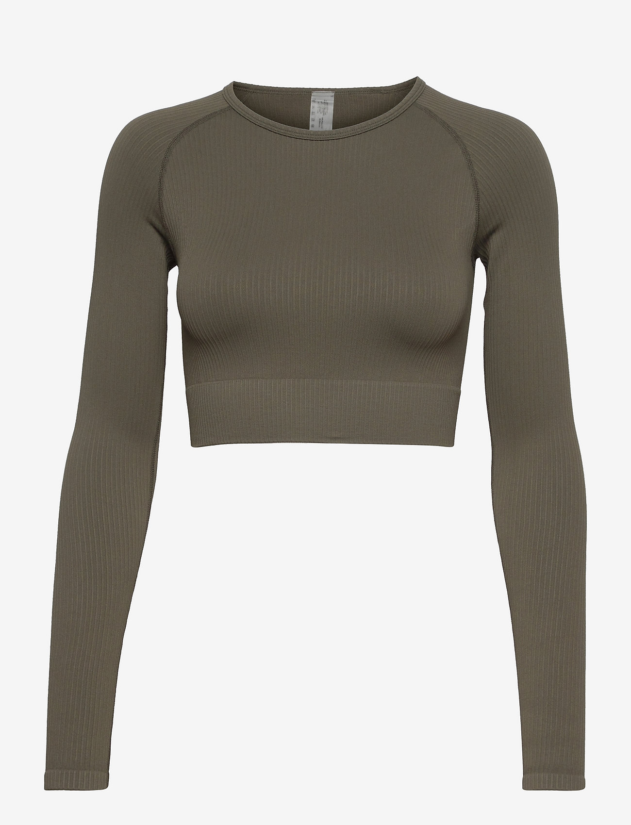 Famme - Ribbed Seamless Crop LS - green - 0