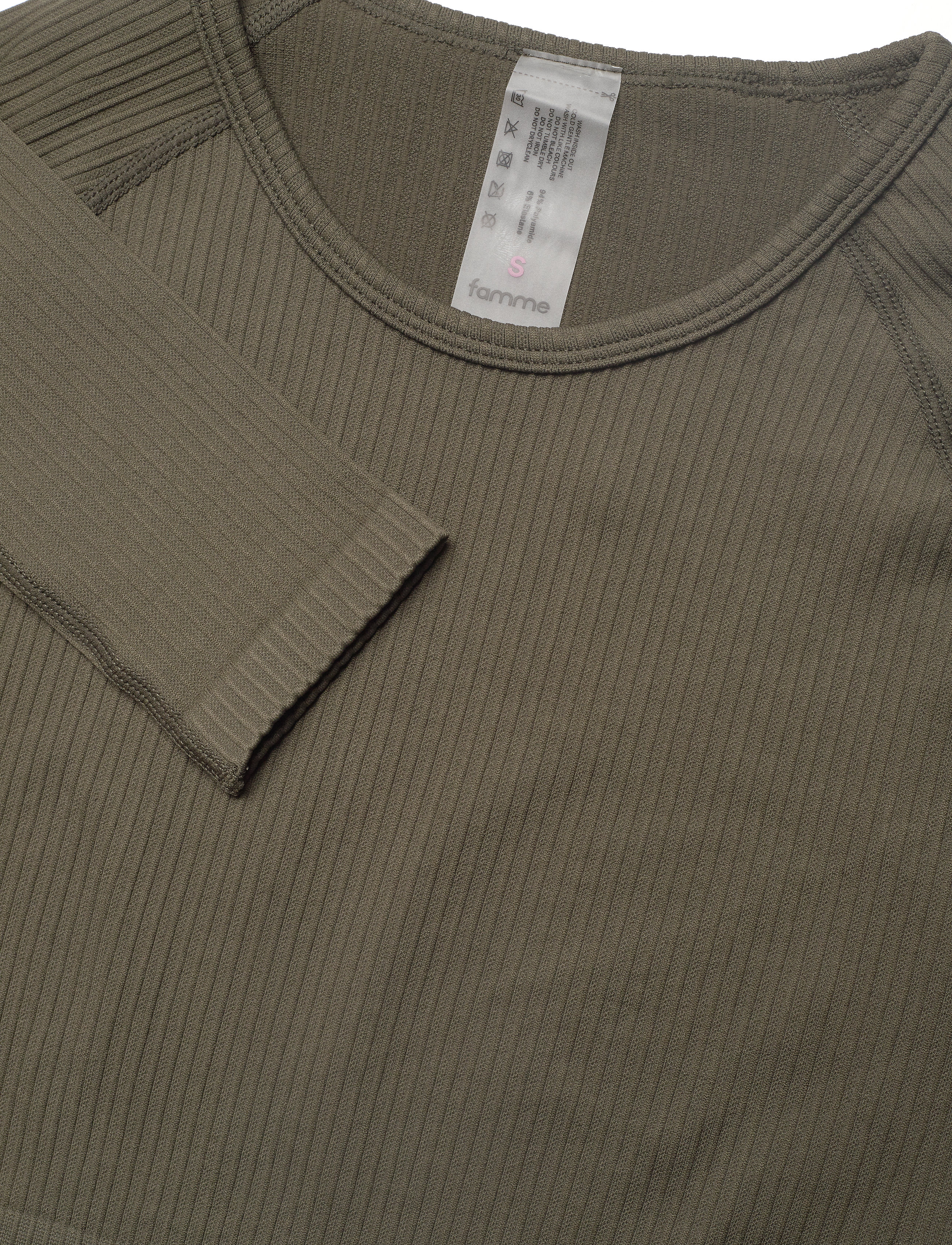 Famme - Ribbed Seamless Crop LS - green - 2