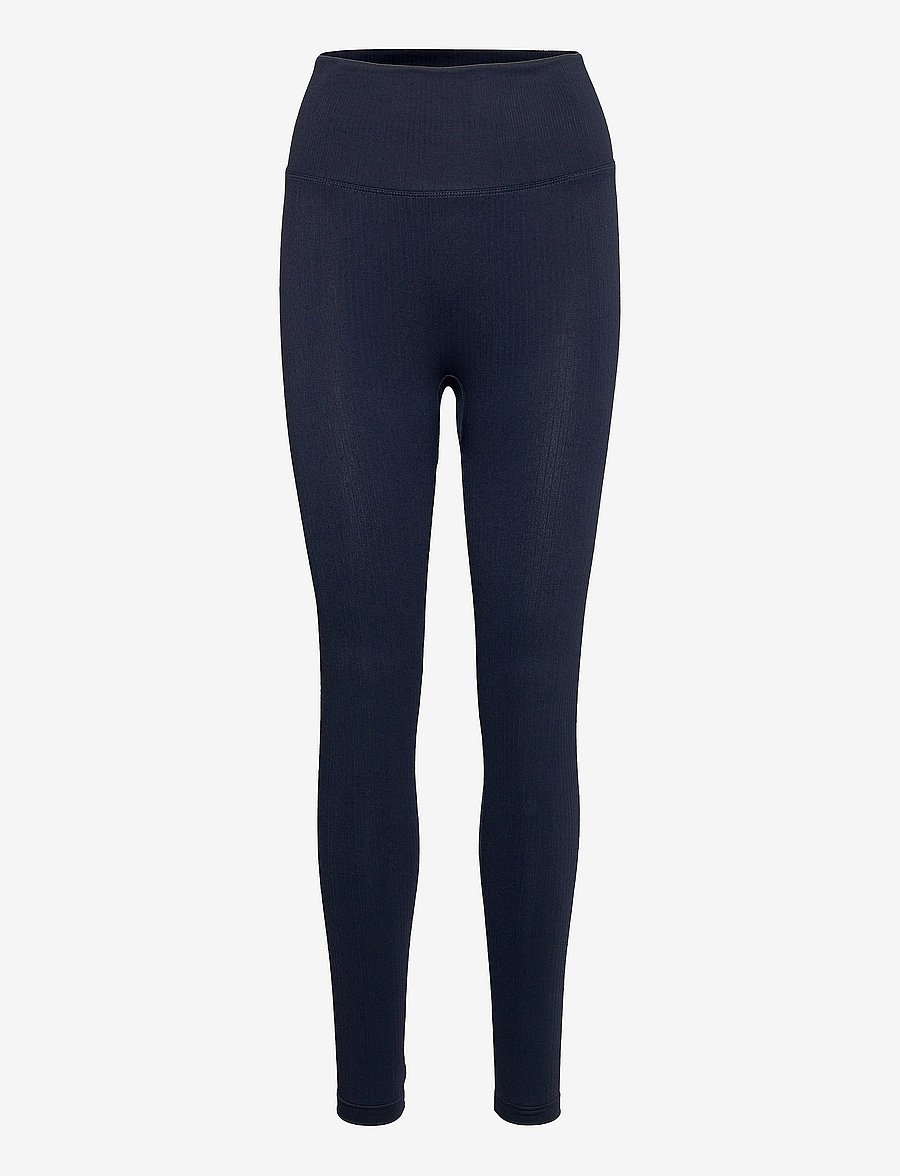 Famme - Ribbed Seamless Tights - saumlausar sokkabuxur - navy blue - 0