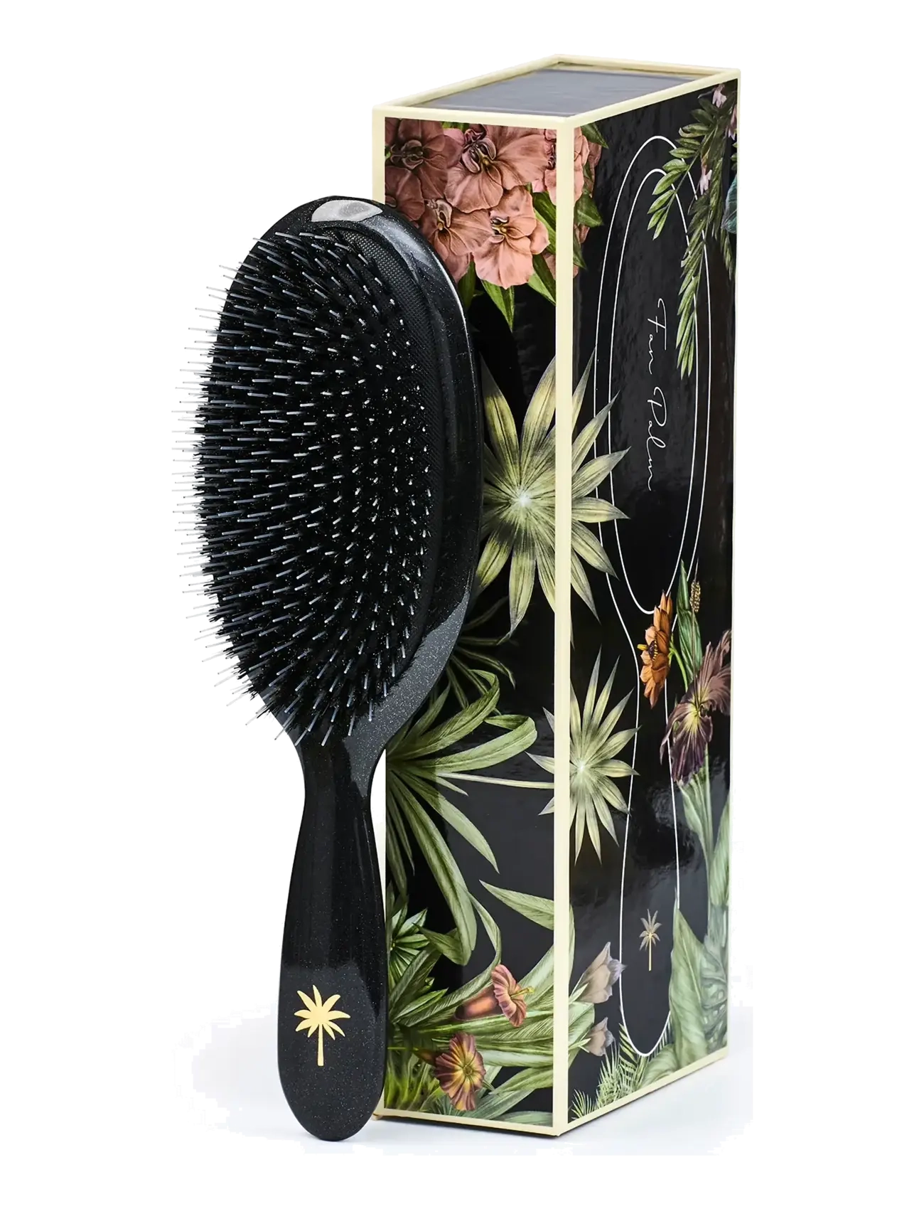 Fan Palm - Stardust Large - detangling harjad - black w/glitter - 2