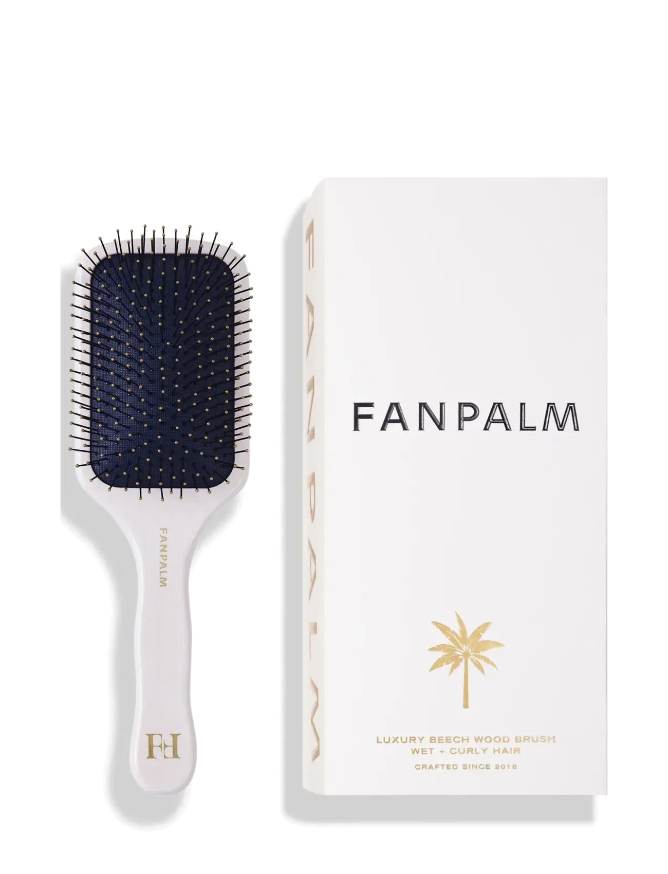 Fan Palm Wet + Curly Hairbrush Nylon - Plaukų šepečiai ir šukos - GLOSSY WHITE / white