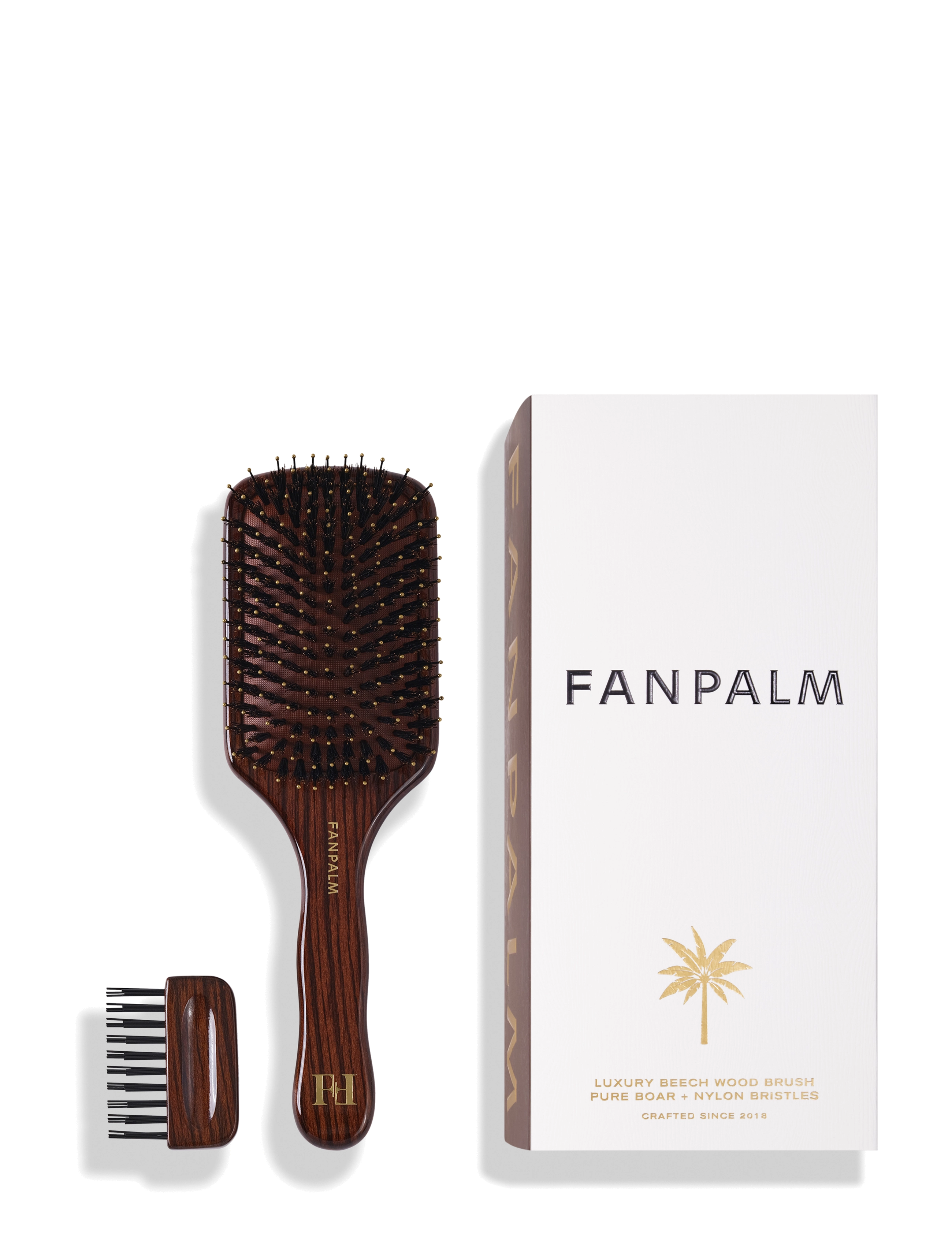 Fan Palm Boar- & Nylon Hairbrush, Padlebørste, Brun, Str: ONE SIZE