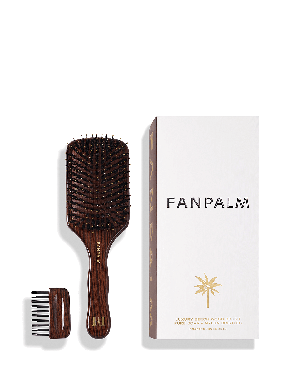 Fan Palm - Boar- & Nylon Hairbrush - paddelbürsten - glossy brown - 1