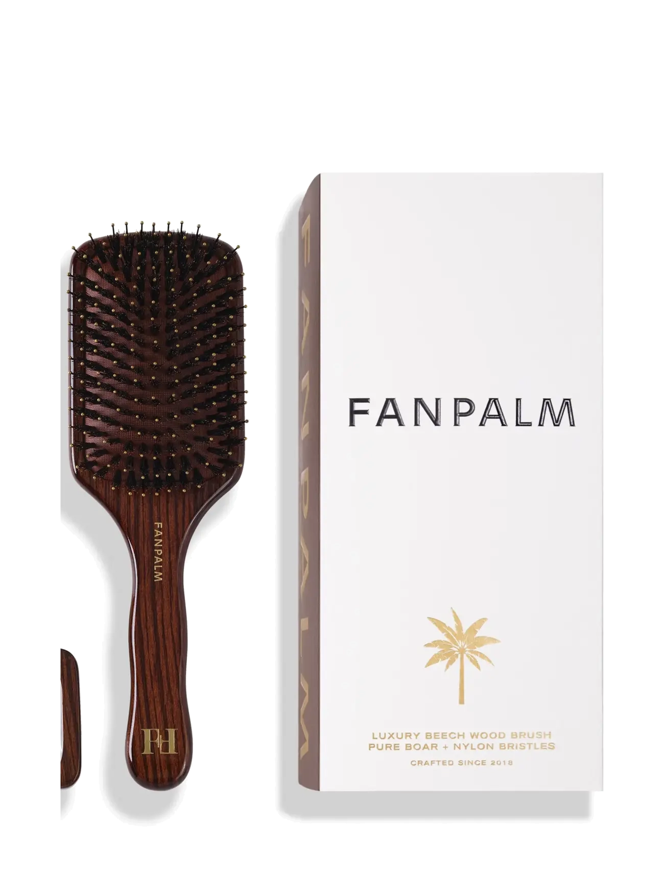Fan Palm Boar- & Nylon Hairbrush - Plaukų šepečiai ir šukos - GLOSSY BROWN / brown