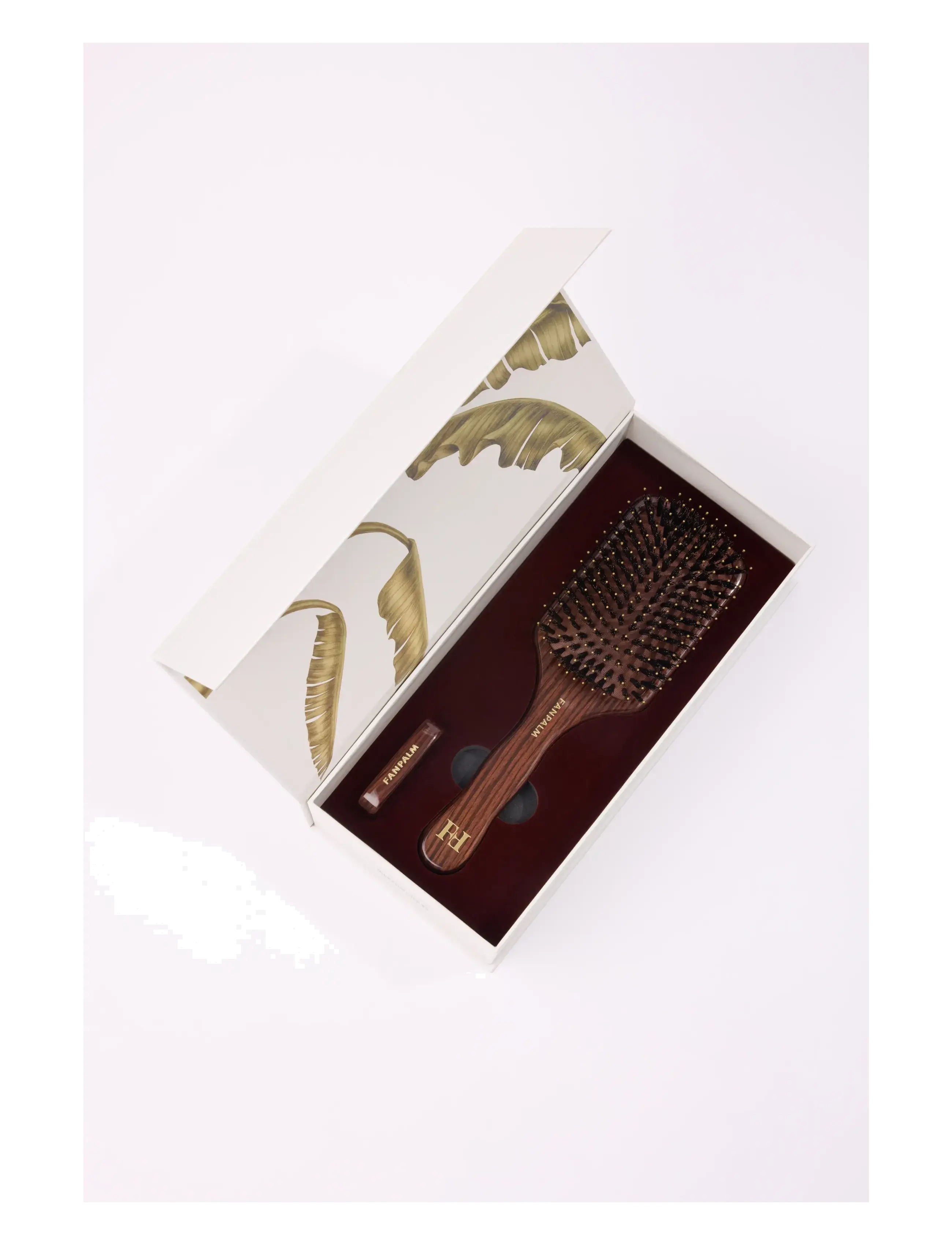 Fan Palm - Boar- & Nylon Hairbrush - glossy brown - 4