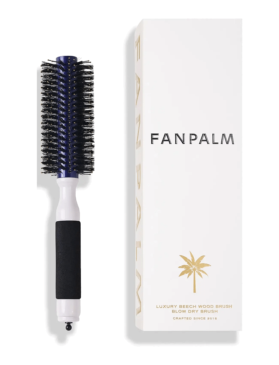 Fan Palm - Boar- & Nylon Hairbrush - rundbürsten - glossy white - 1