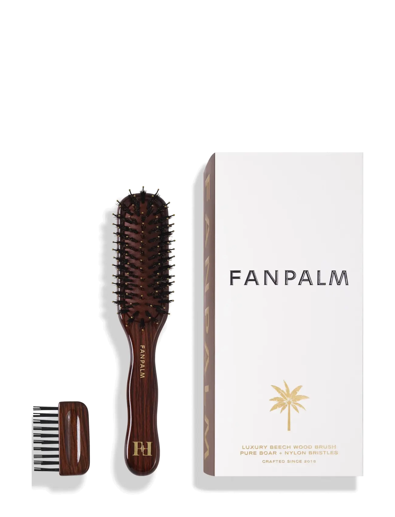 Fan Palm Boar- & Nylon Hairbrush, Stylingbørste, Brun, Str: ONE SIZE