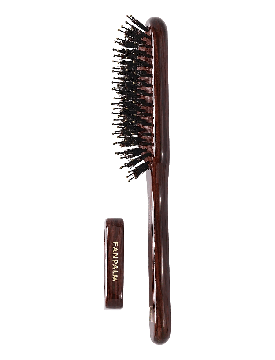 Fan Palm - Boar- & Nylon Hairbrush - glossy brown - 3