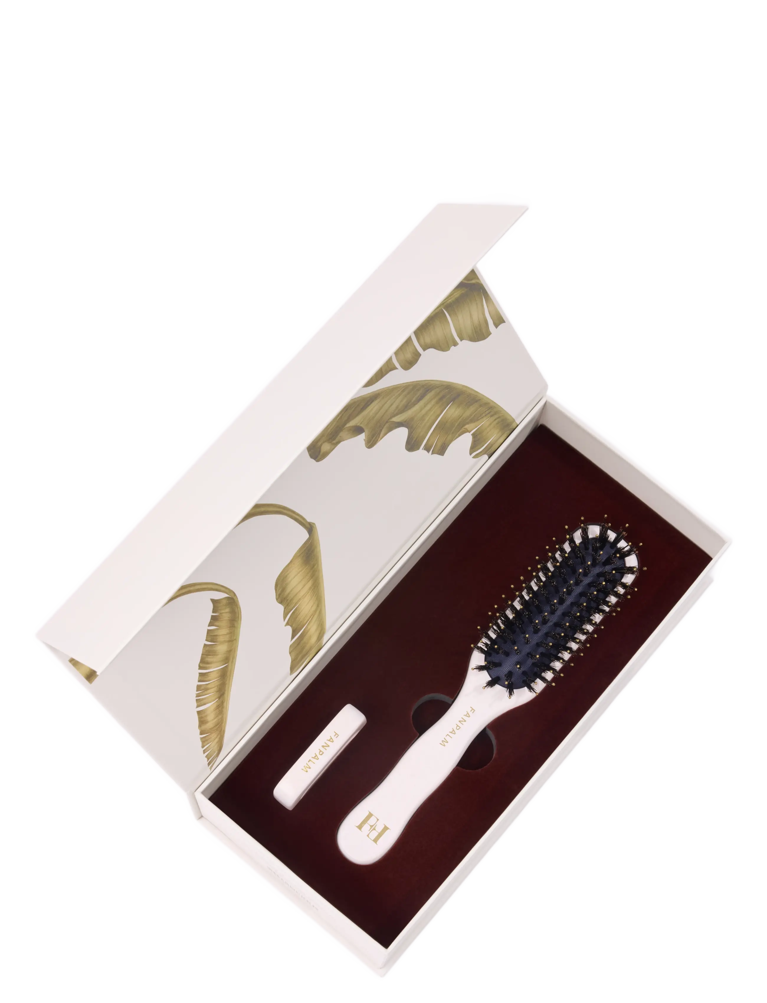 Fan Palm - Boar- & Nylon Hairbrush - glossy white - 3