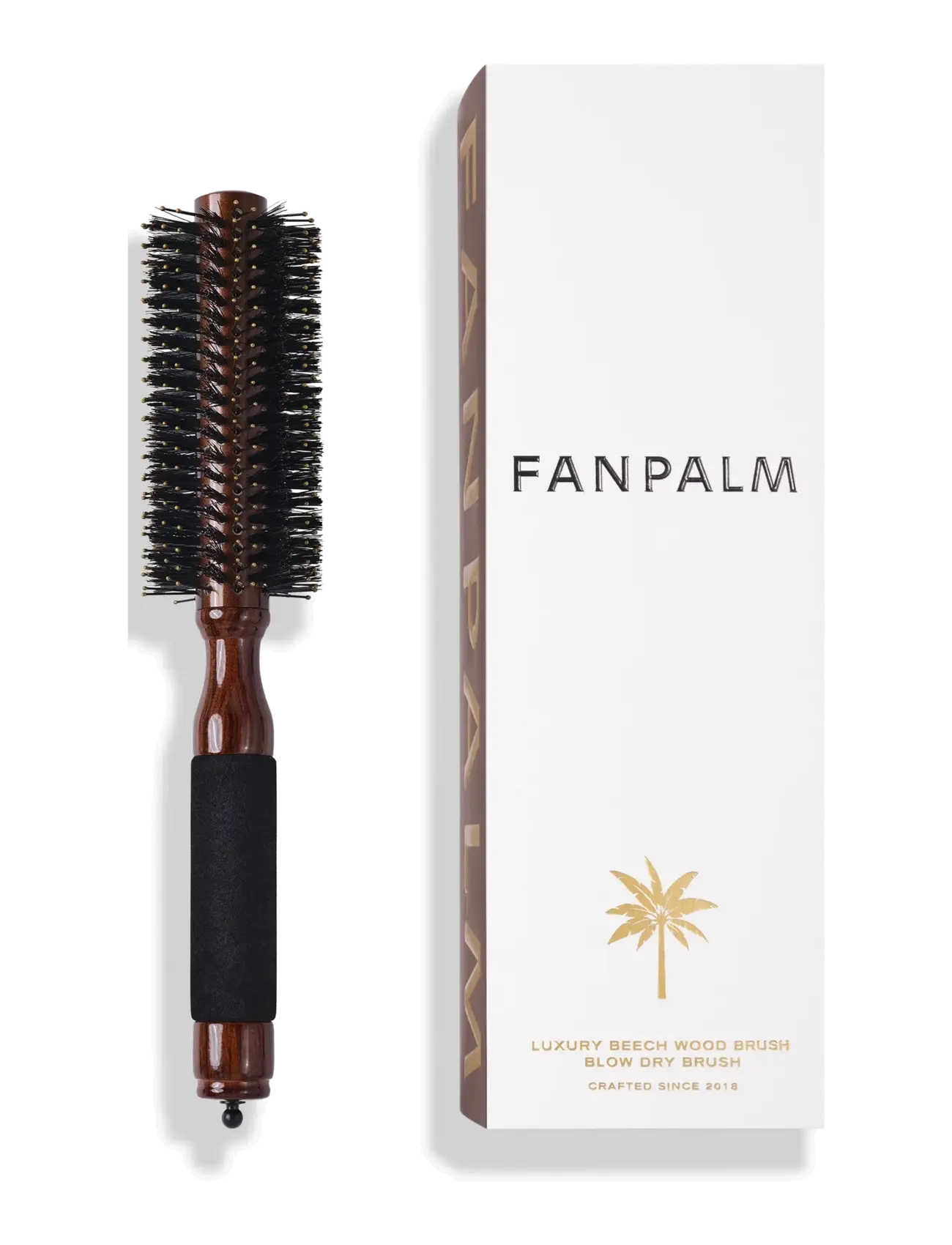 Fan Palm Blow Dry Hairbrush, Rund børste, Brun, Str: ONE SIZE