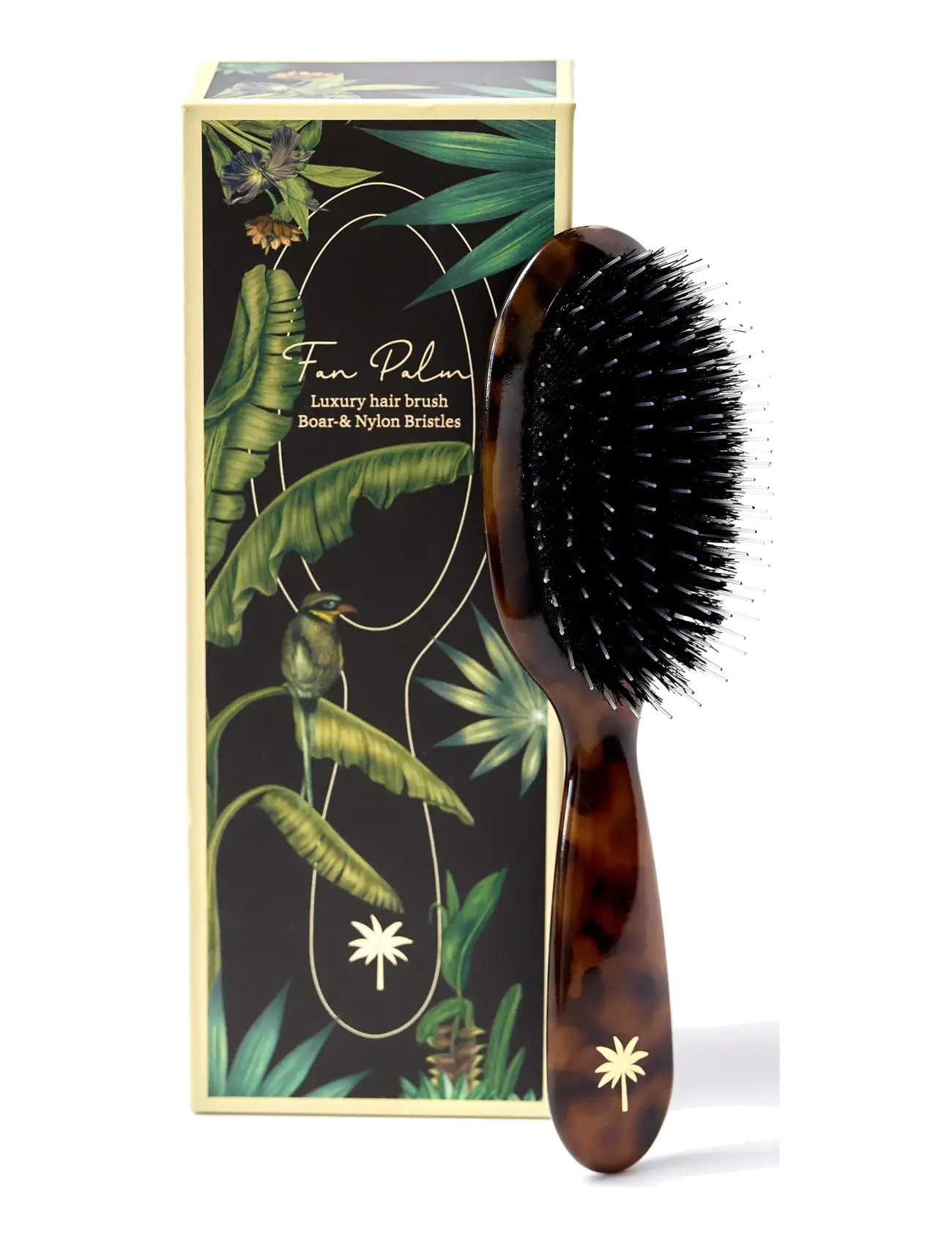 FANPALM Small Turtle Boar & Nylon Hair Brush - Vis alt - TURTLE PATTERN / brown